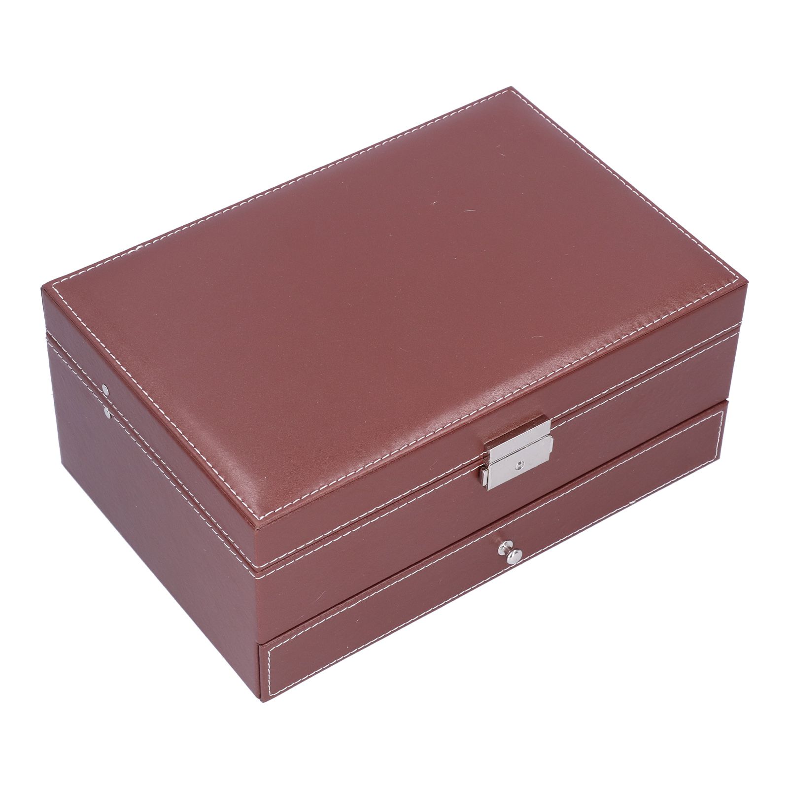 Jewelry Storage Box Double Layer PU Leather Necklace Watches Organizer view 9