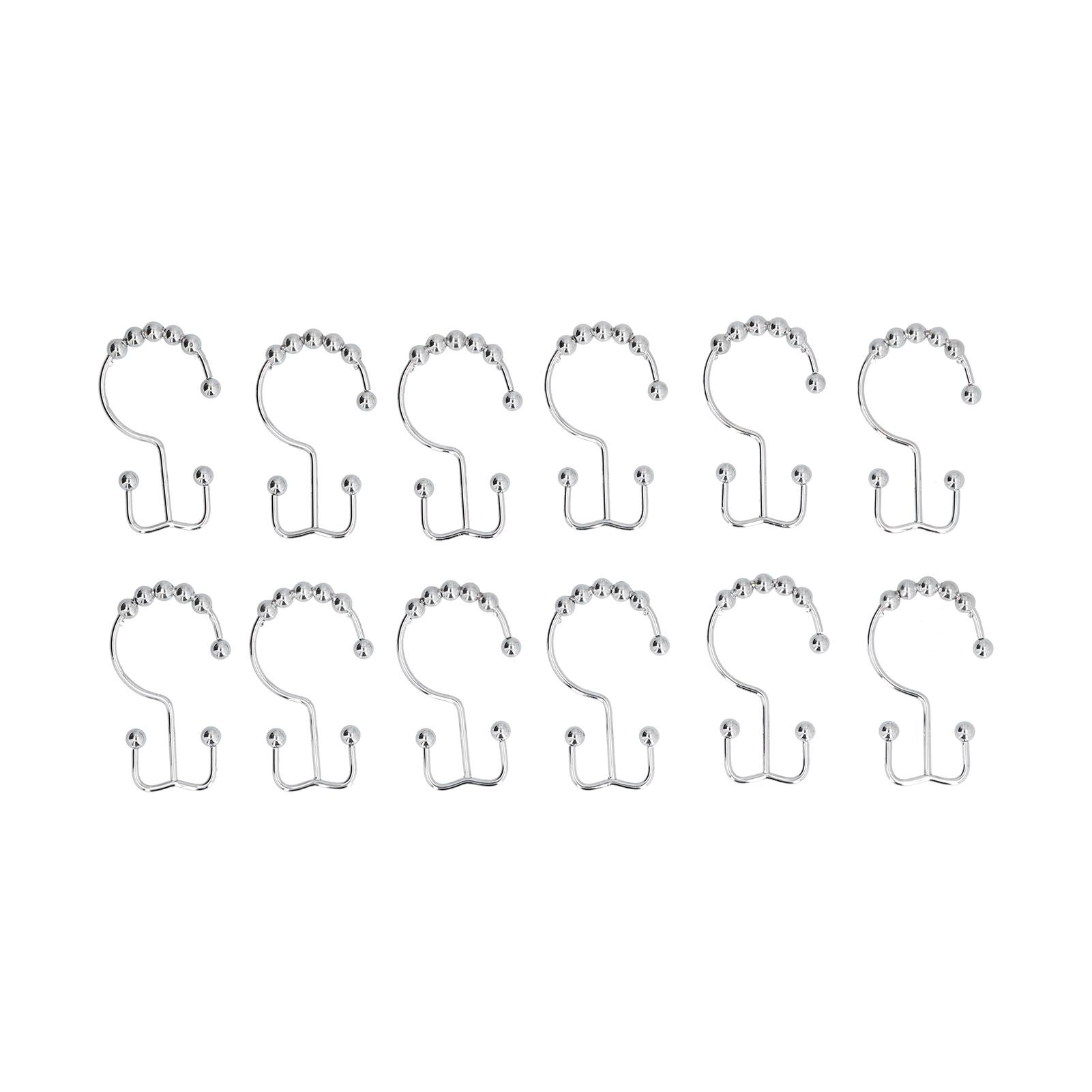 12pcs Curtain Hook Stainless Steel Double Glide Bath Curtain Hooks for Bathroom view 2