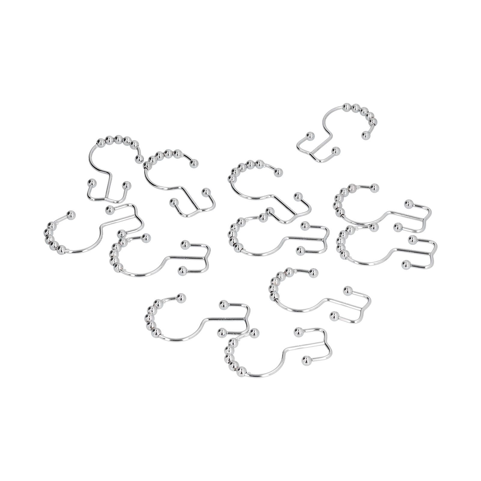 12pcs Curtain Hook Stainless Steel Double Glide Bath Curtain Hooks for Bathroom view 9
