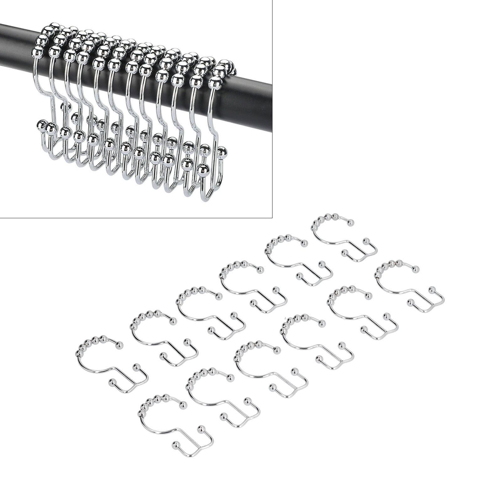 12pcs Curtain Hook Stainless Steel Double Glide Bath Curtain Hooks for Bathroom view 11