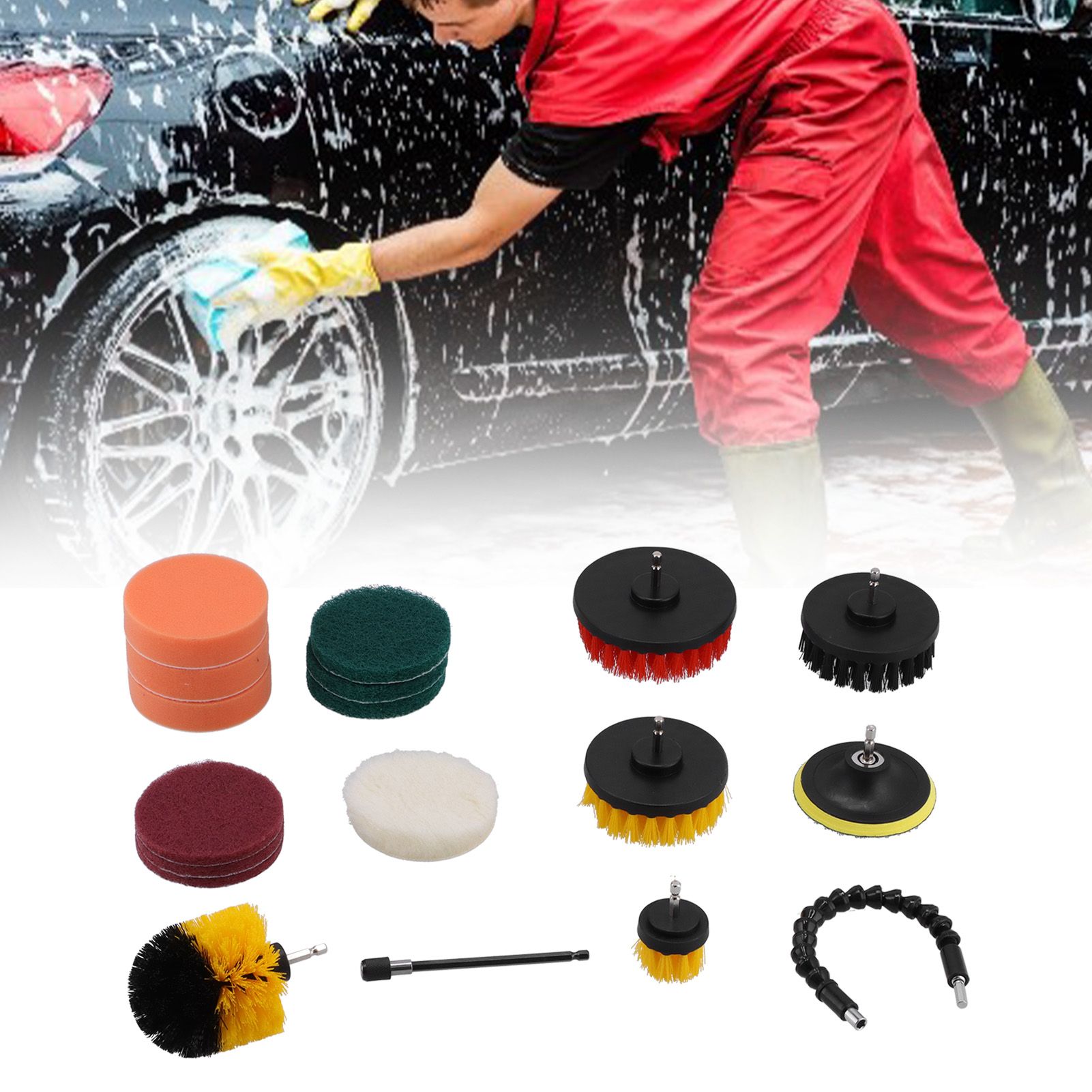 19PCS Drill Brushes Set Electric Scrubber Cleaning Kit Polishing Pad Set view 11