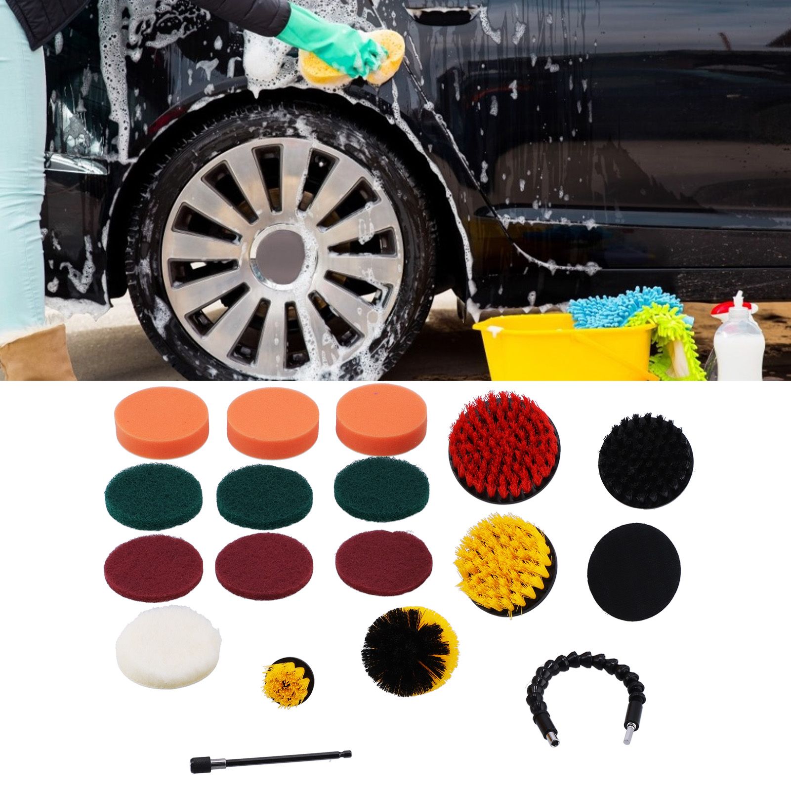 19PCS Drill Brushes Set Electric Scrubber Cleaning Kit Polishing Pad Set view 12