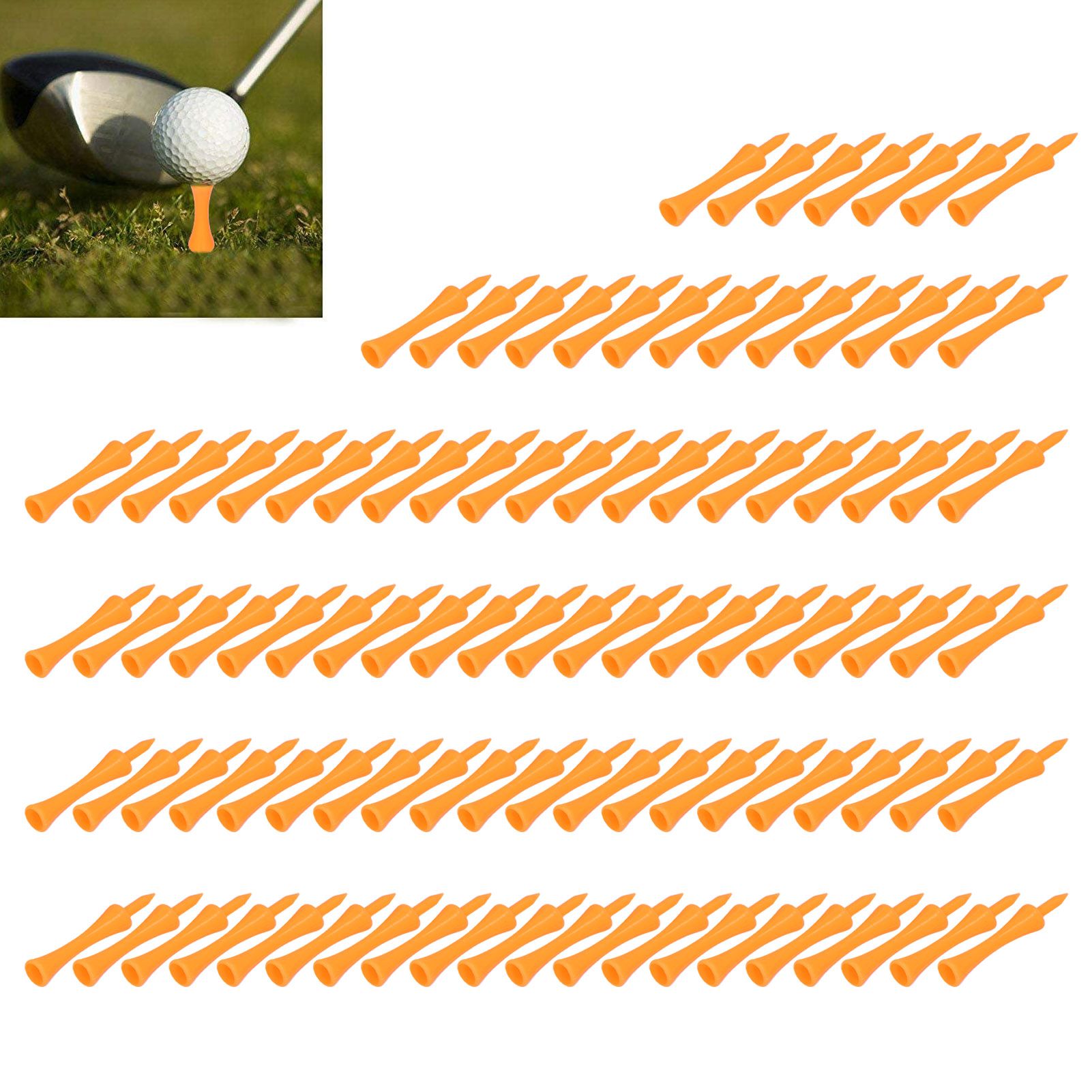 100Pcs 70mm Orange Plastic Golf Tees Set Lightweight Small Portable view 12