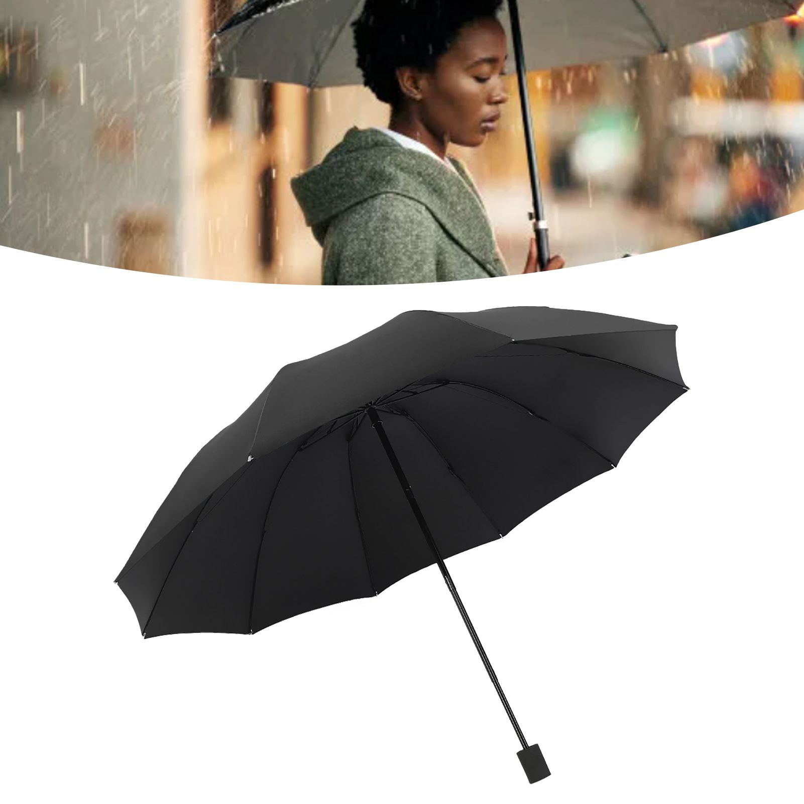 Travel Umbrella 10 Ribs Portable Manual Windproof Rainproof Sunscreen Folding view 8