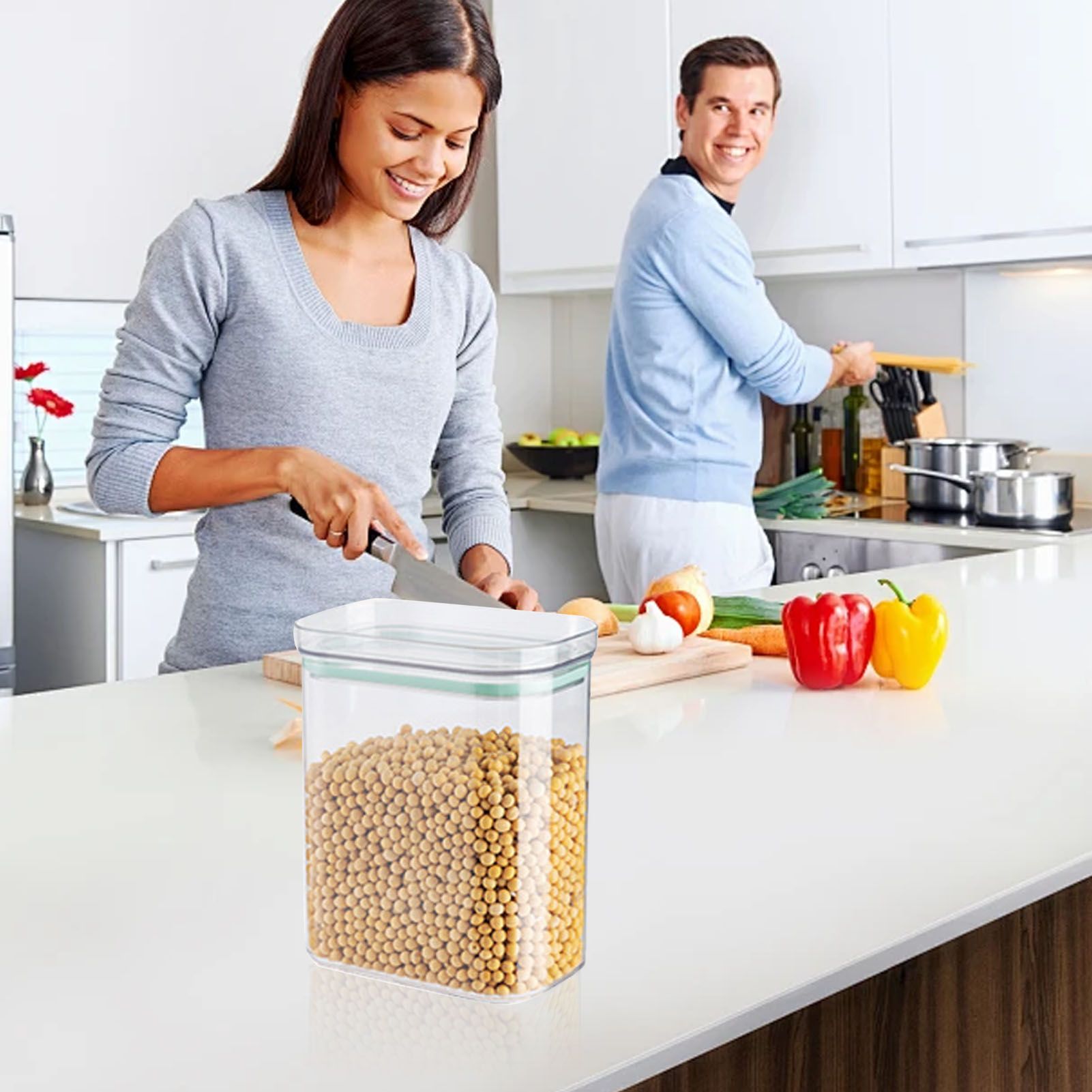 Food Storage Container 14x8.5x17.5cm Plastic Airtight Canister for Grain view 8