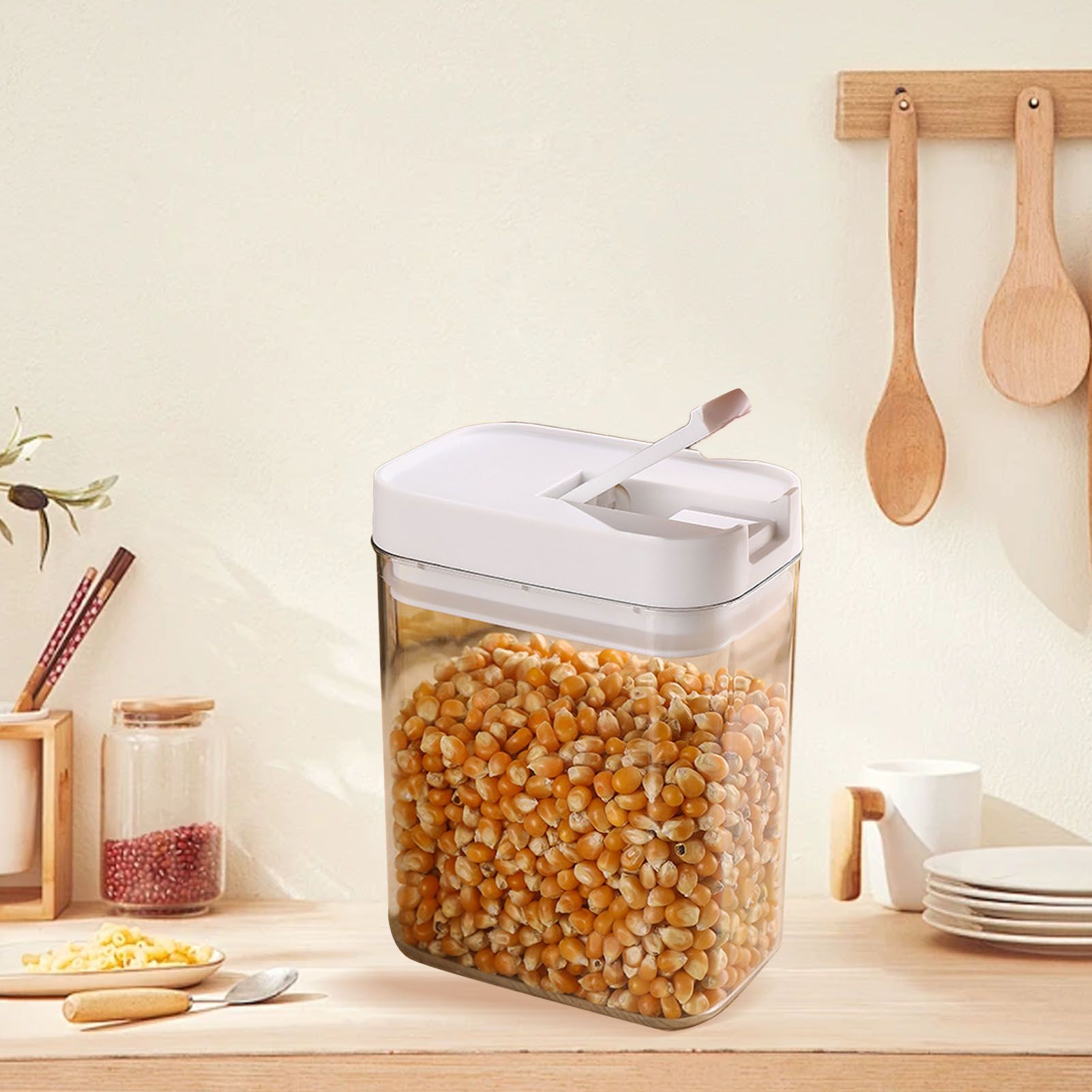 Airtight Food Storage Container 800ml Plastic Clear Stackable Sealed Dry Food view 8