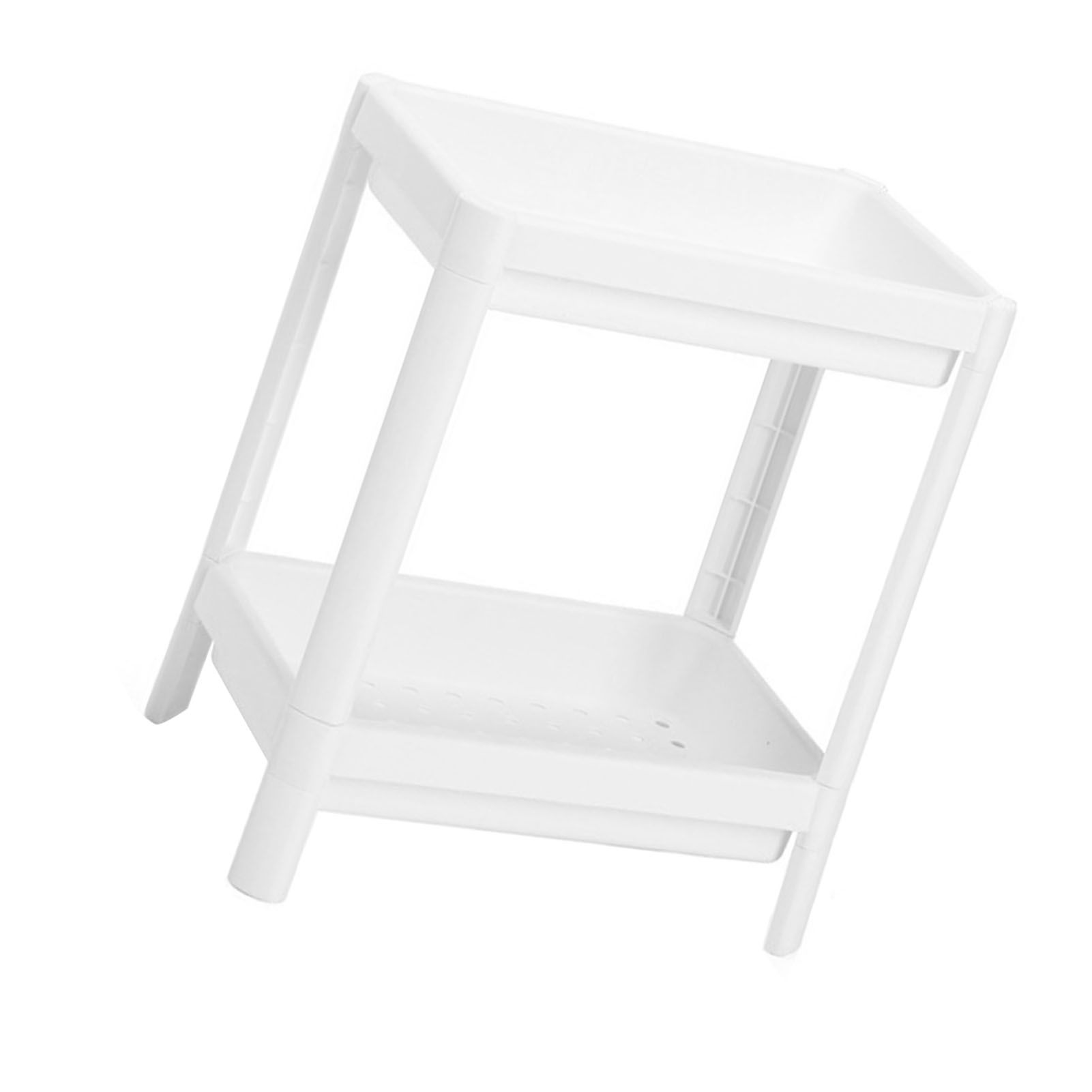 2 Tier Bathroom Floor Storage Shelf with Drain Hole Multifunction Stable Space view 4