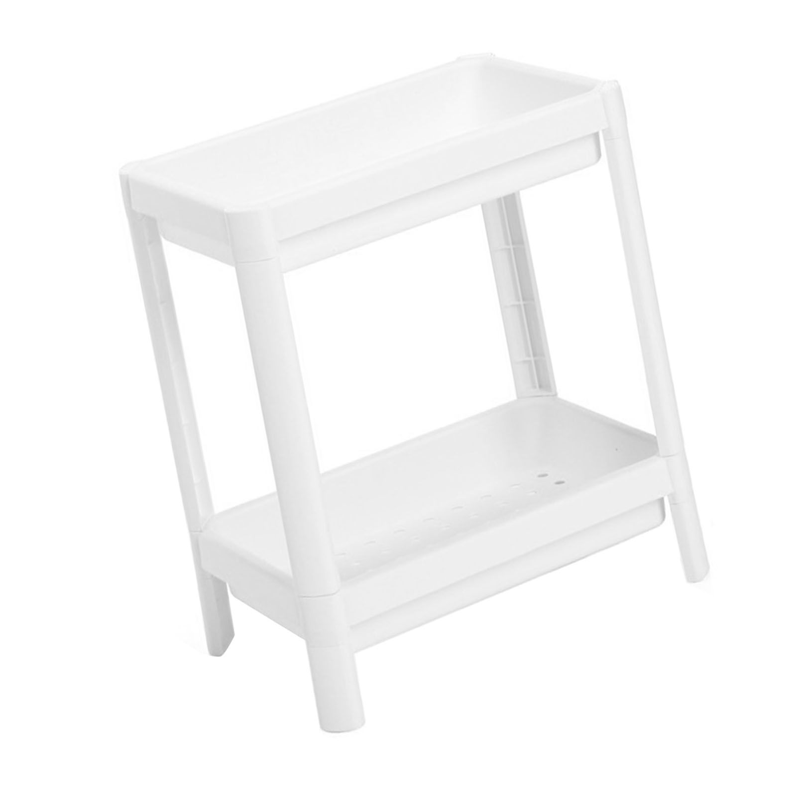 2 Tier Bathroom Floor Storage Shelf with Drain Hole Multifunction Stable Space view 6