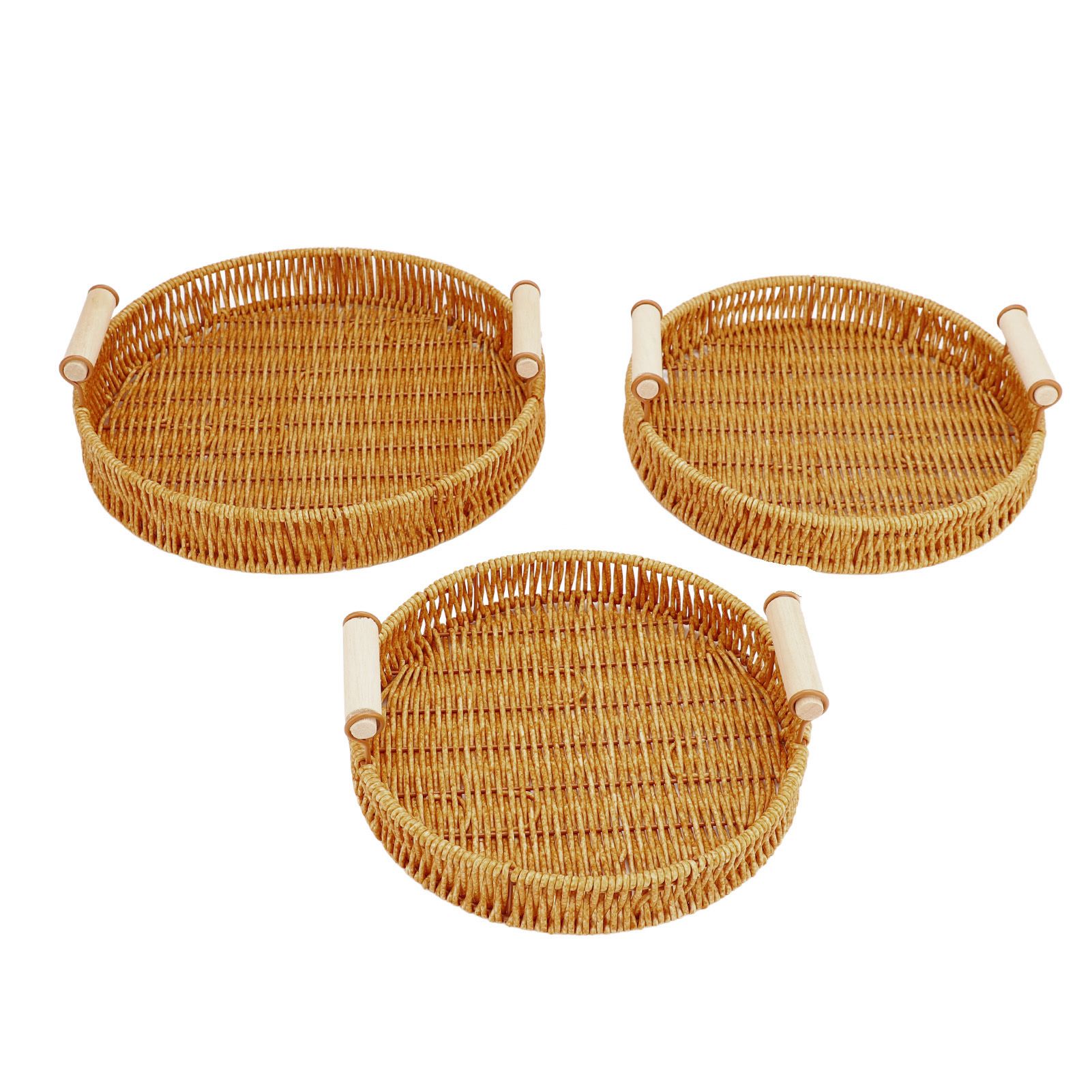 Woven Serving Tray Decorative Multipurpose Round Serving Basket with Dual view 3