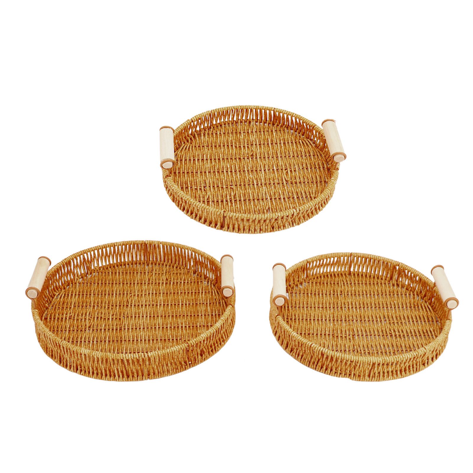 Woven Serving Tray Decorative Multipurpose Round Serving Basket with Dual view 4