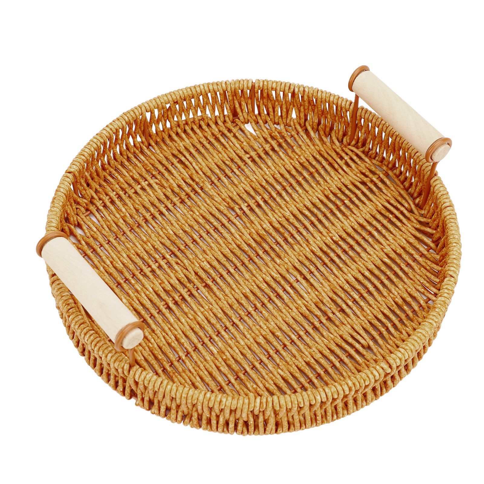 Woven Serving Tray Decorative Multipurpose Round Serving Basket with Dual view 8