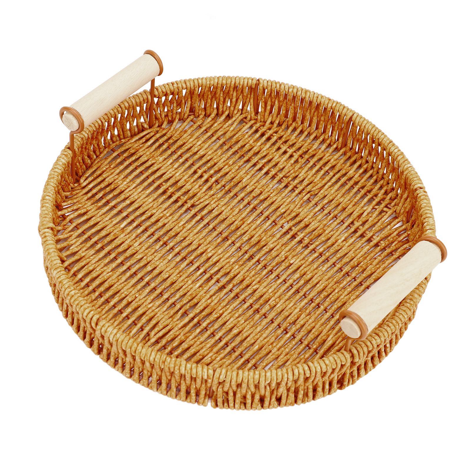 Woven Serving Tray Decorative Multipurpose Round Serving Basket with Dual view 9