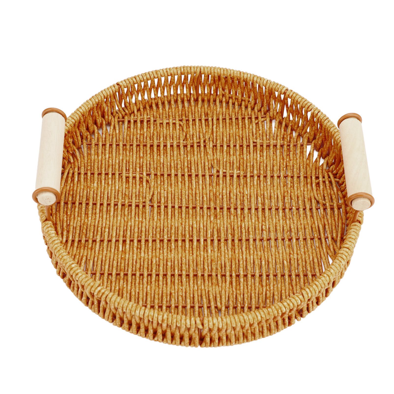 Woven Serving Tray Decorative Multipurpose Round Serving Basket with Dual view 10