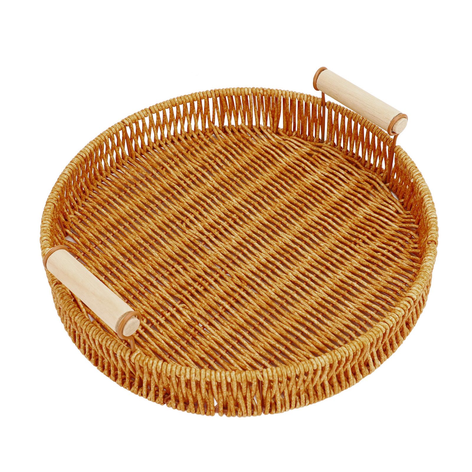 Woven Serving Tray Decorative Multipurpose Round Serving Basket with Dual view 11