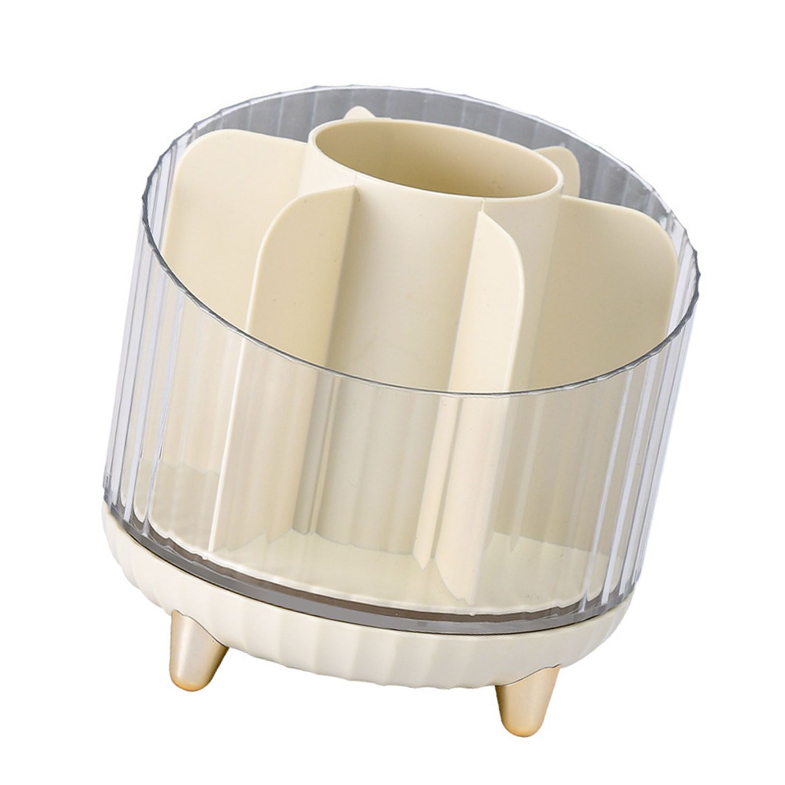 Makeup Brush Storage Organizer Rotating Cosmetic Brush Holder Clear Desk