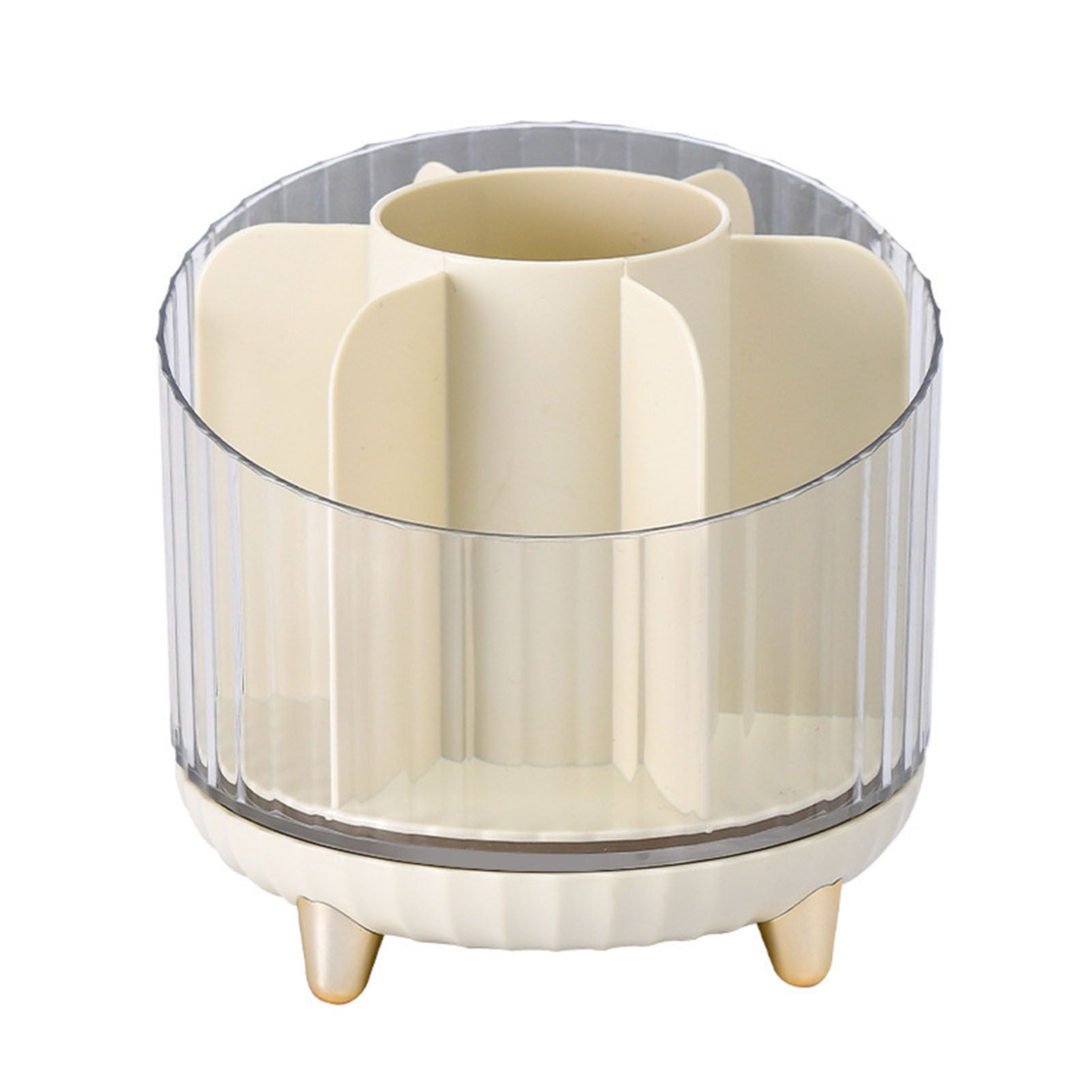 Makeup Brush Storage Organizer Rotating Cosmetic Brush Holder Clear Desk view 3