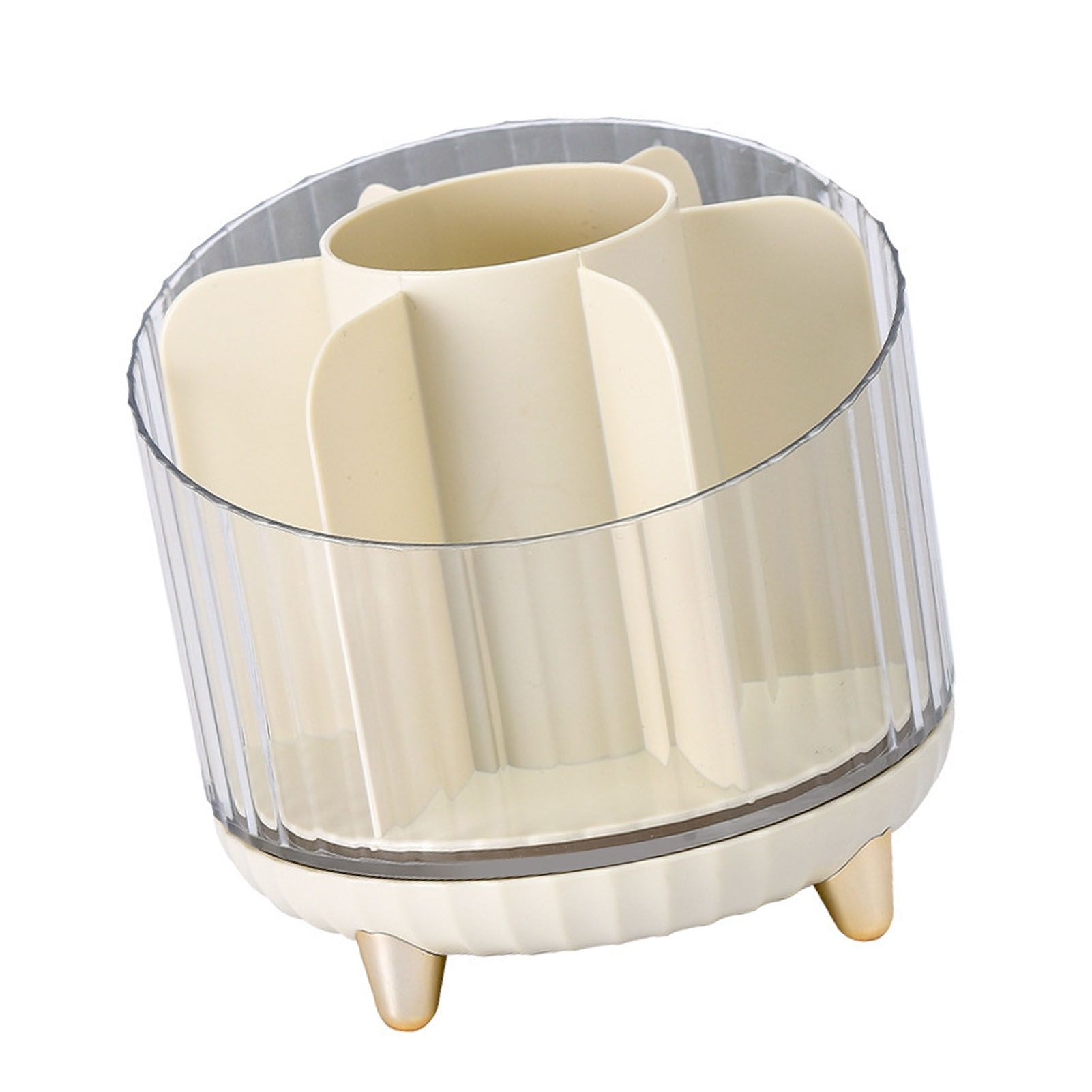 Makeup Brush Storage Organizer Rotating Cosmetic Brush Holder Clear Desk view 4