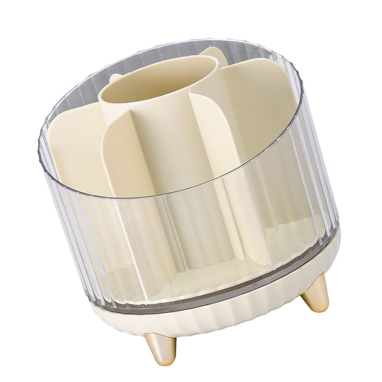Makeup Brush Storage Organizer Rotating Cosmetic Brush Holder Clear Desk view 6