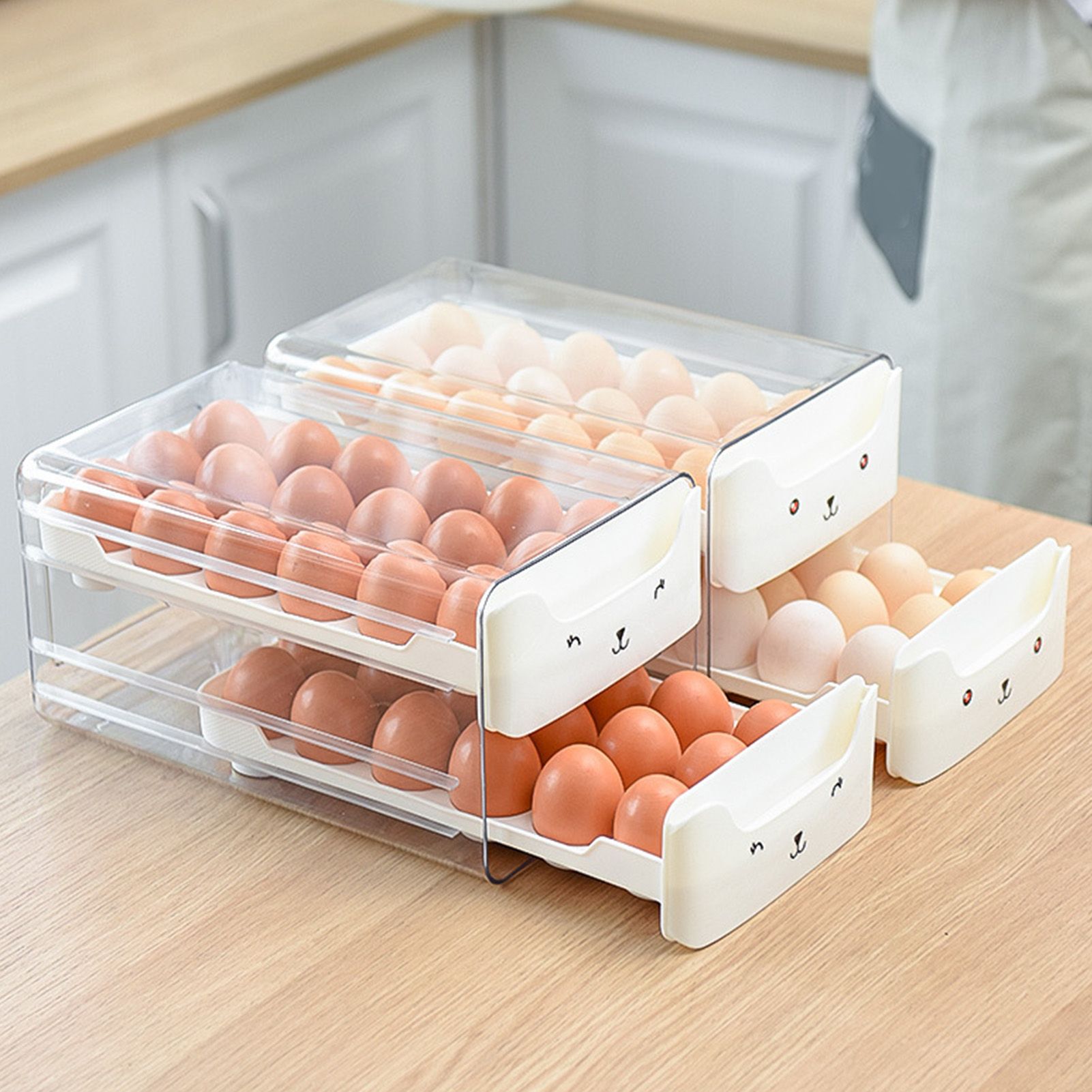 Egg Container Double Layer Drawer Plastic Stackable Clear Egg Storage Box for view 5