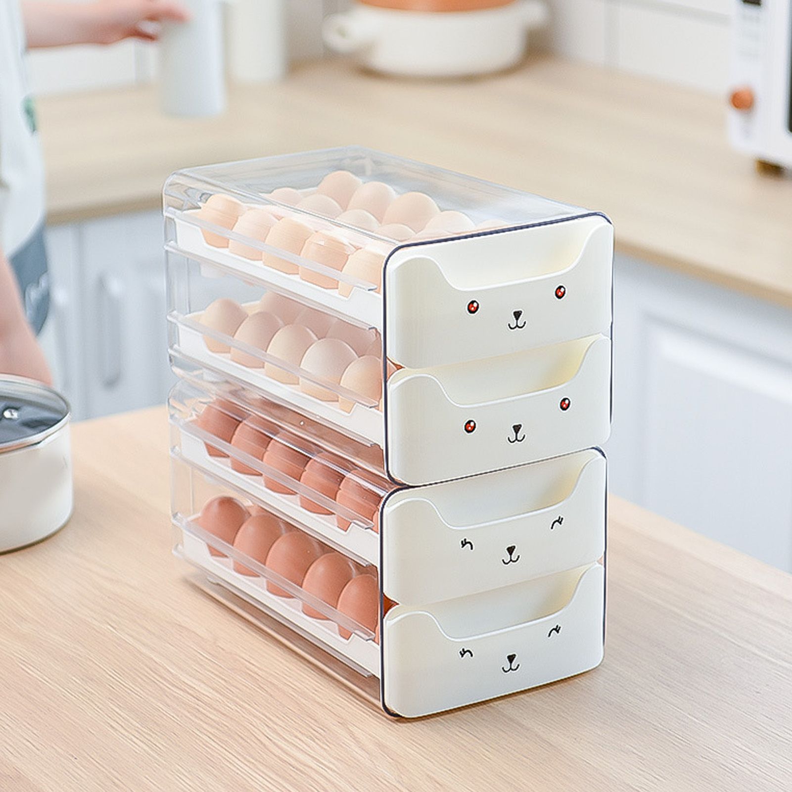 Egg Container Double Layer Drawer Plastic Stackable Clear Egg Storage Box for view 6