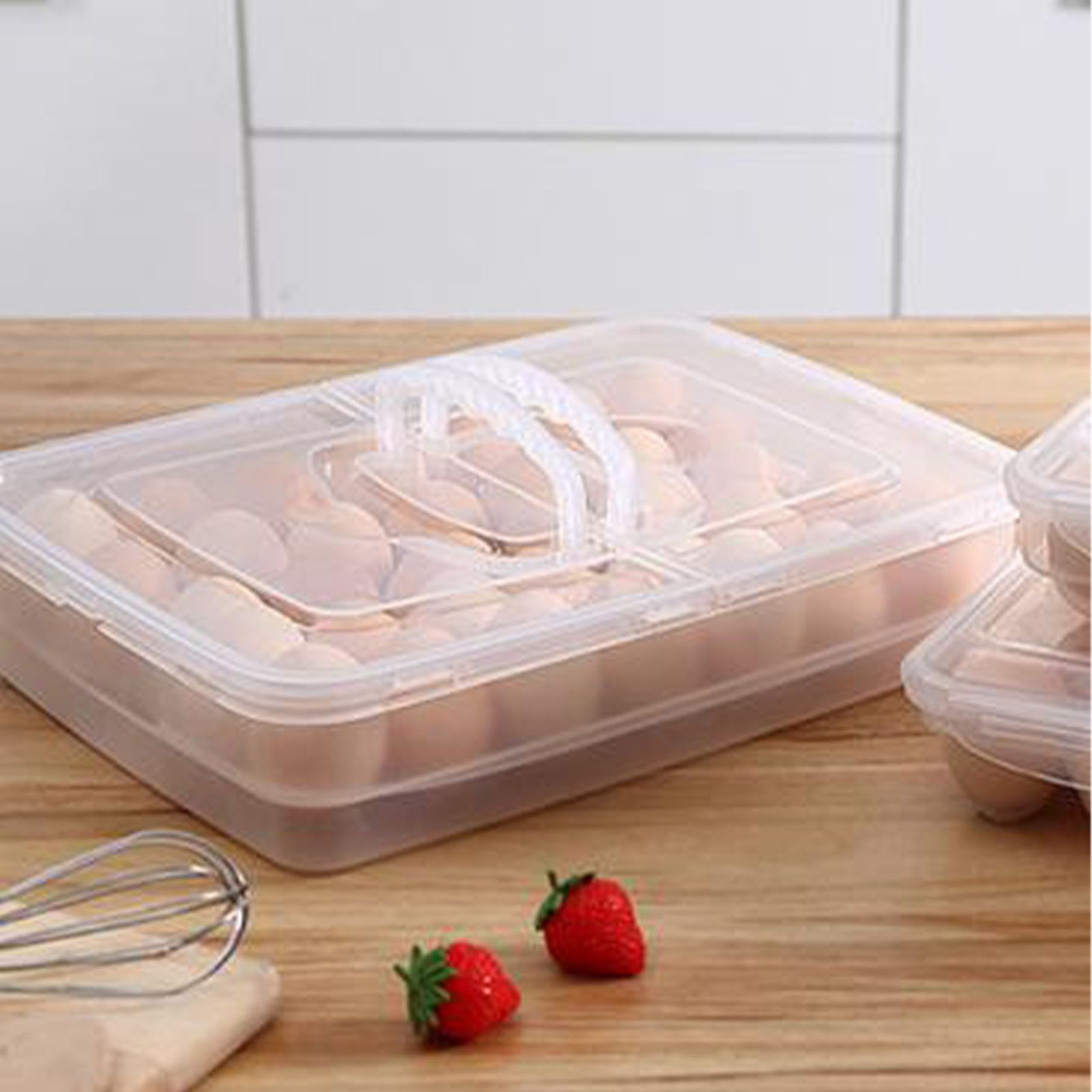 Portable Egg Storage Box 34 Grids Plastic Egg Storage Carrier with Handle for view 8