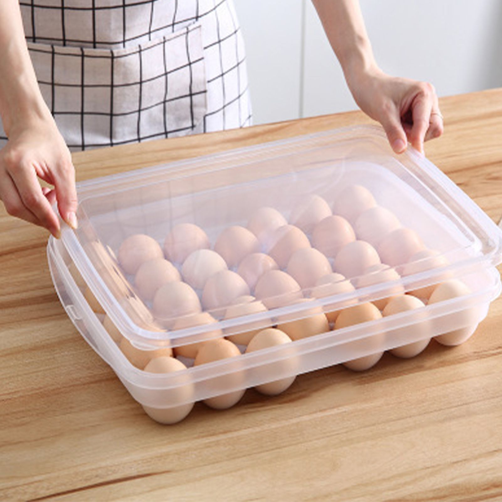 Portable Egg Storage Box 34 Grids Plastic Egg Storage Carrier with Handle for view 9
