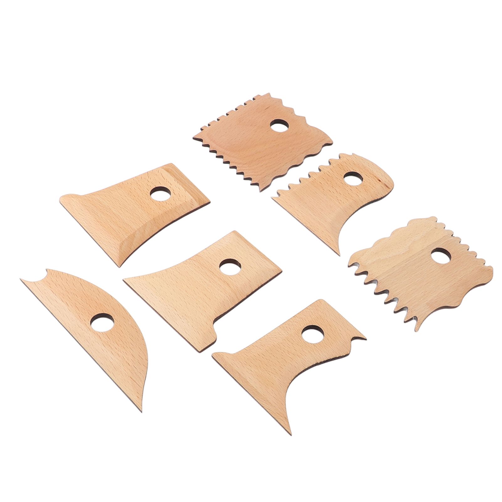 7PCS Pottery Foot Shaper Tools Beech Wood Polished Pottery Ribs Trimming Tools