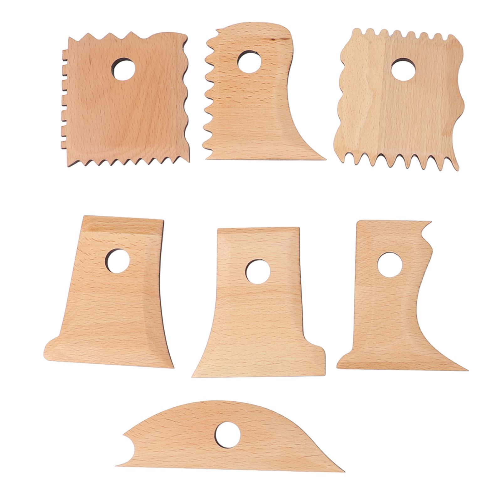 7PCS Pottery Foot Shaper Tools Beech Wood Polished Pottery Ribs Trimming Tools view 3
