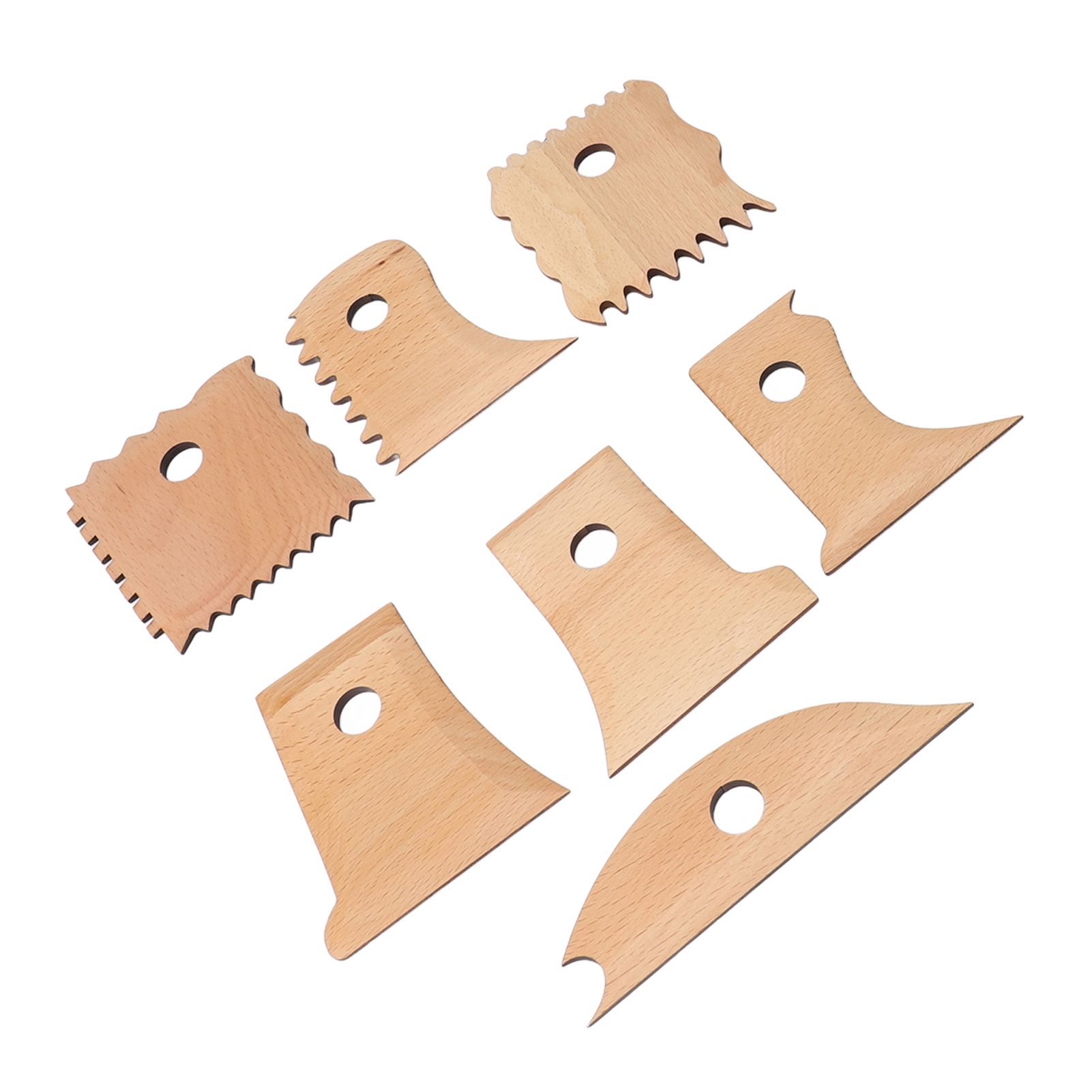 7PCS Pottery Foot Shaper Tools Beech Wood Polished Pottery Ribs Trimming Tools view 4