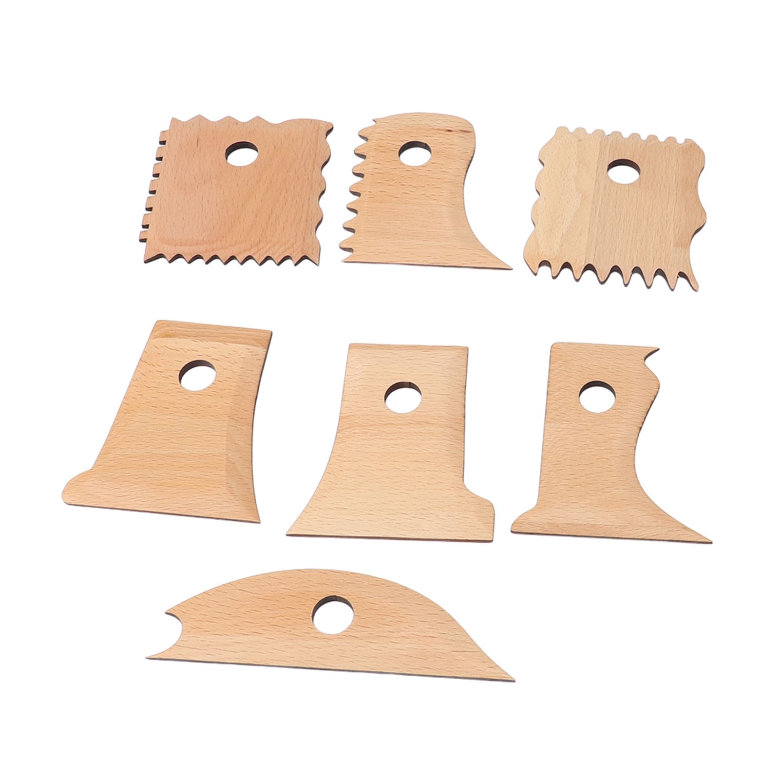 7PCS Pottery Foot Shaper Tools Beech Wood Polished Pottery Ribs Trimming Tools view 9