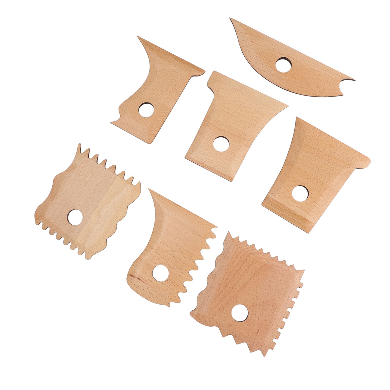 7PCS Pottery Foot Shaper Tools Beech Wood Polished Pottery Ribs Trimming Tools view 10