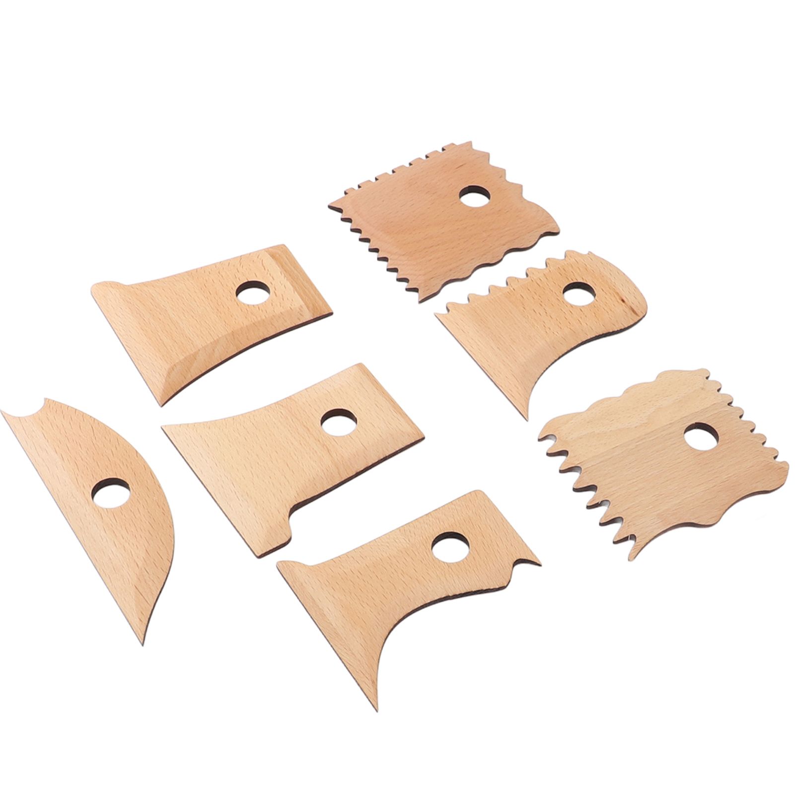 7PCS Pottery Foot Shaper Tools Beech Wood Polished Pottery Ribs Trimming Tools view 12