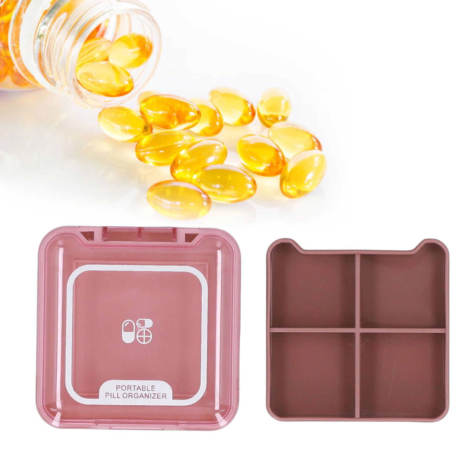 Portable Medicine Box Organizer Small Storage Case for Travel Red view 9