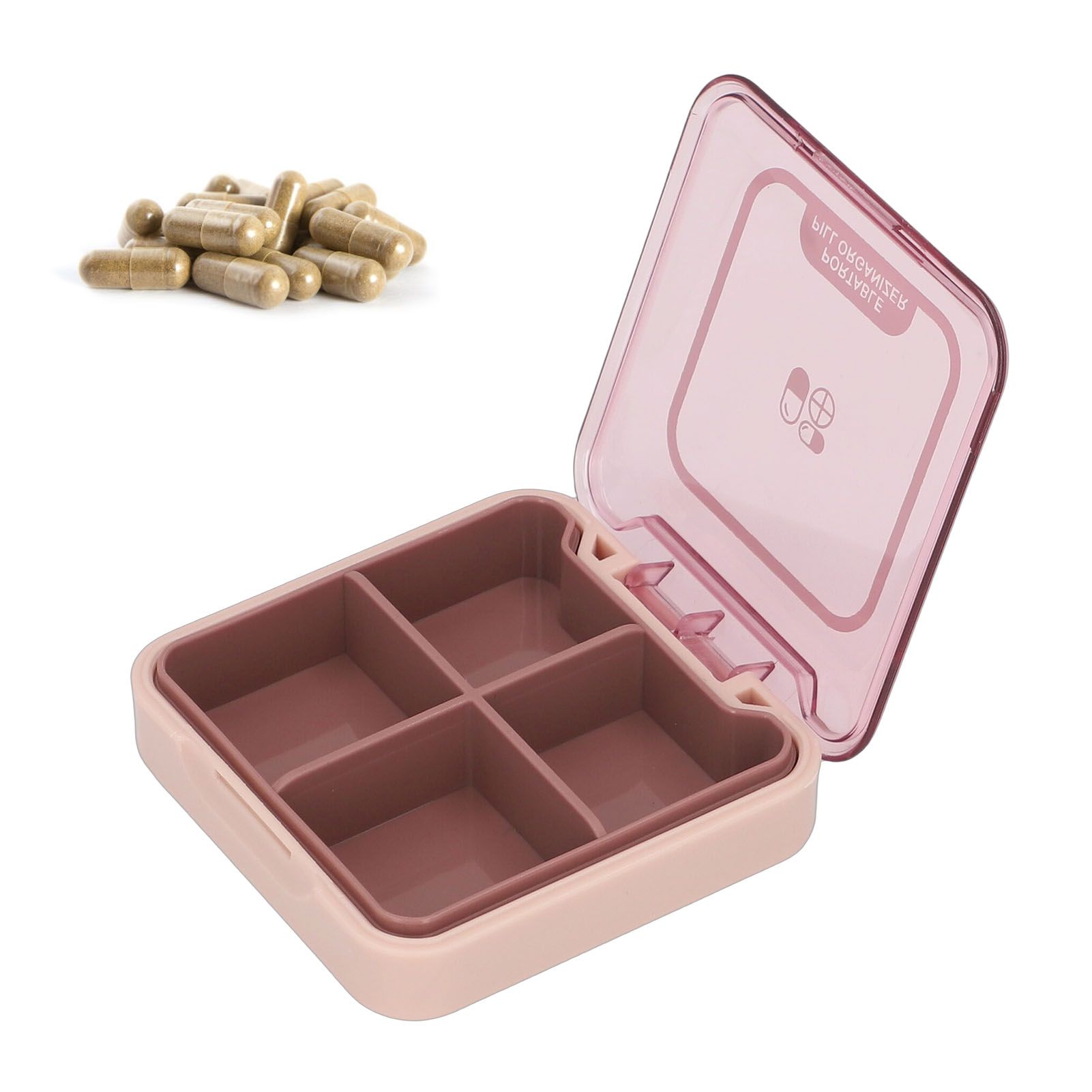 Portable Medicine Box Organizer Small Storage Case for Travel Red view 10