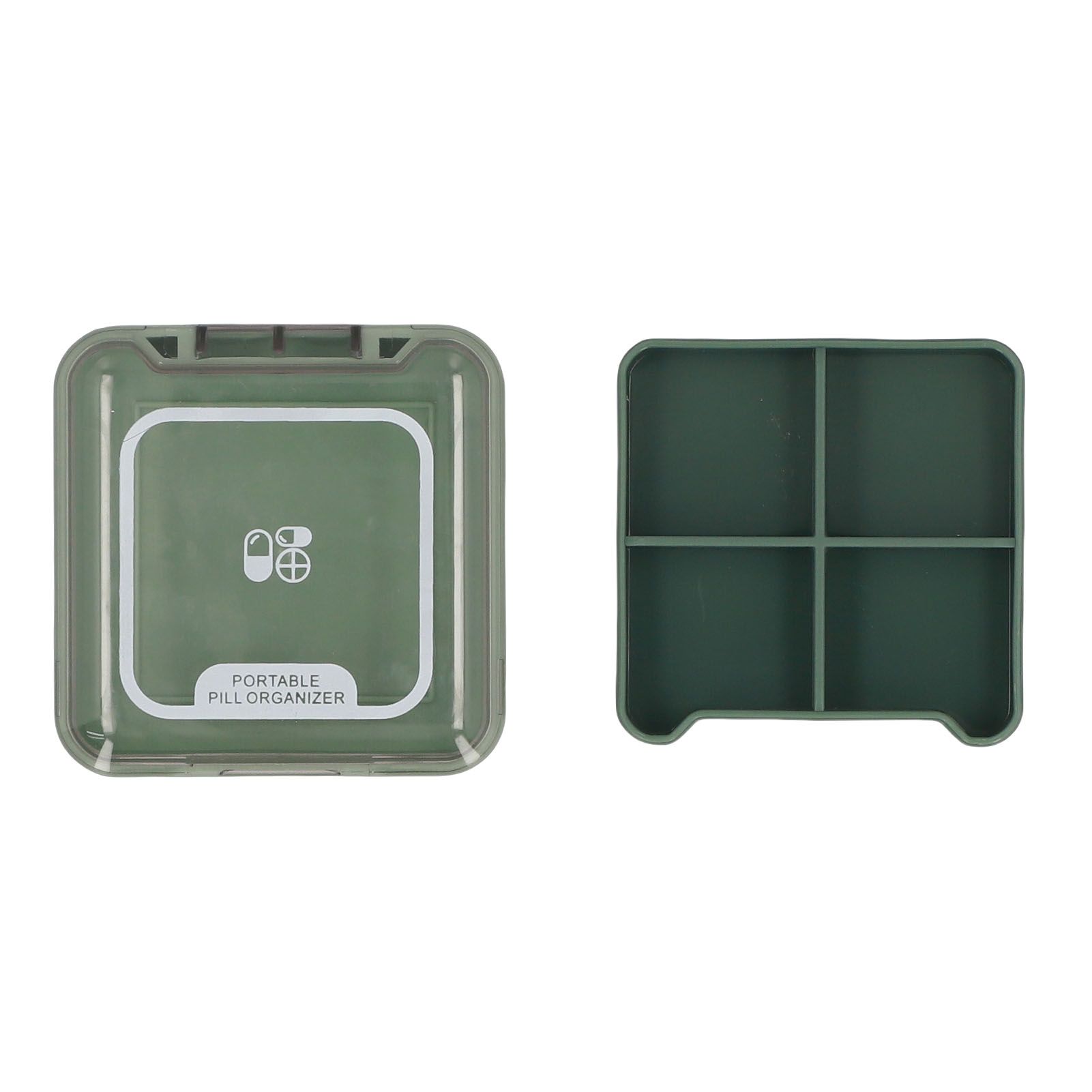 Portable Medicine Box Organizer Small Storage Case for Travel Green view 2