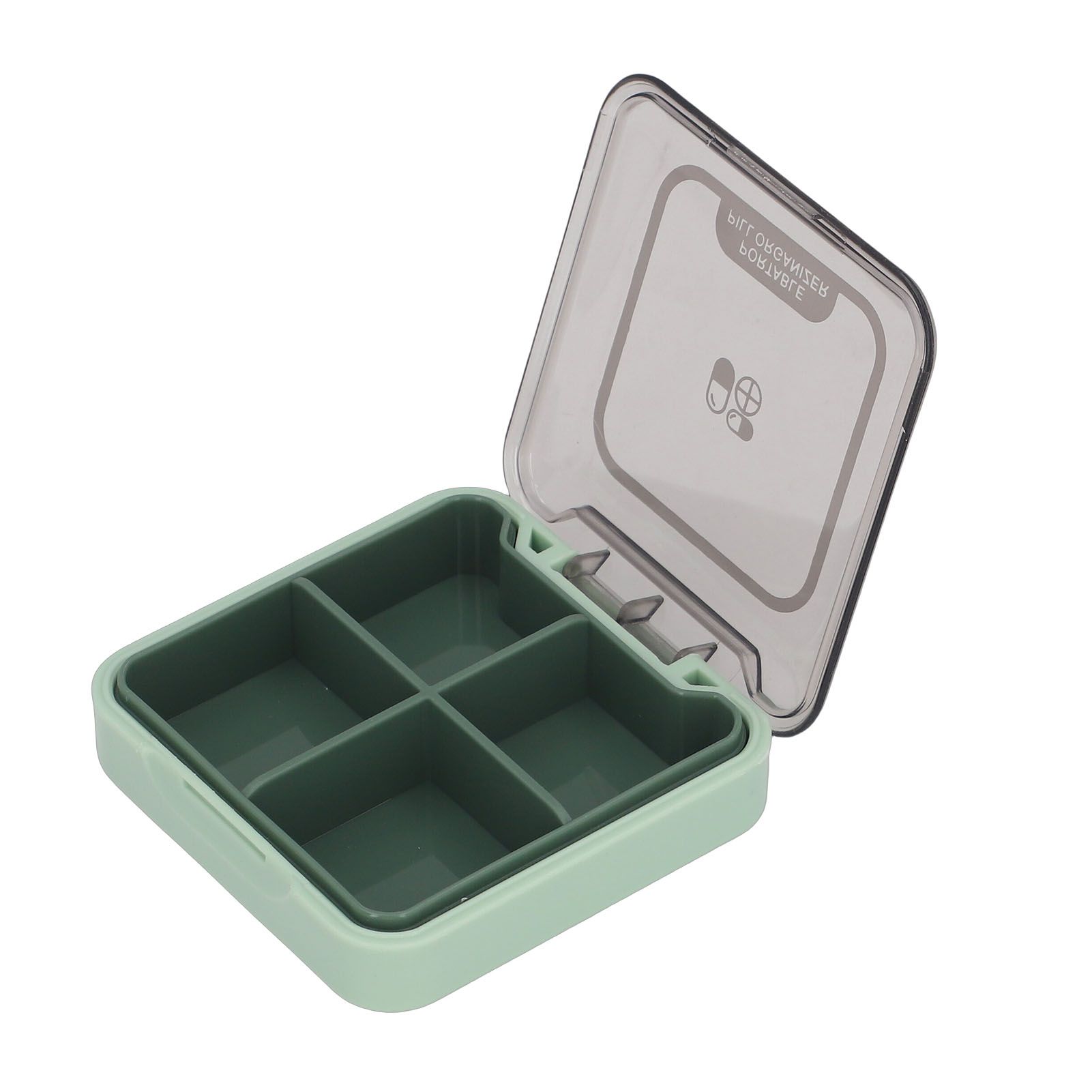 Portable Medicine Box Organizer Small Storage Case for Travel Green view 5