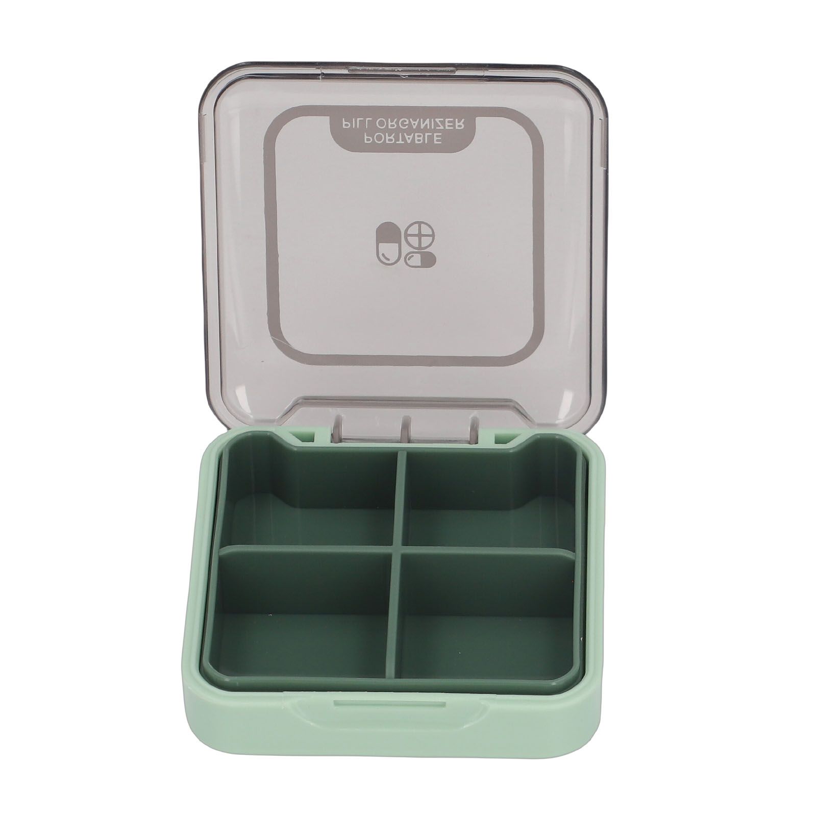 Portable Medicine Box Organizer Small Storage Case for Travel Green view 6