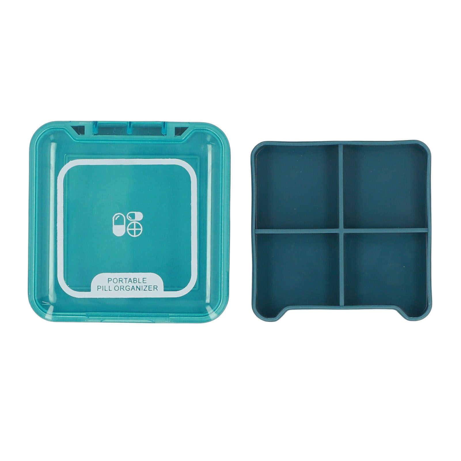 Portable Medicine Box Organizer Small Storage Case for Travel Blue view 2