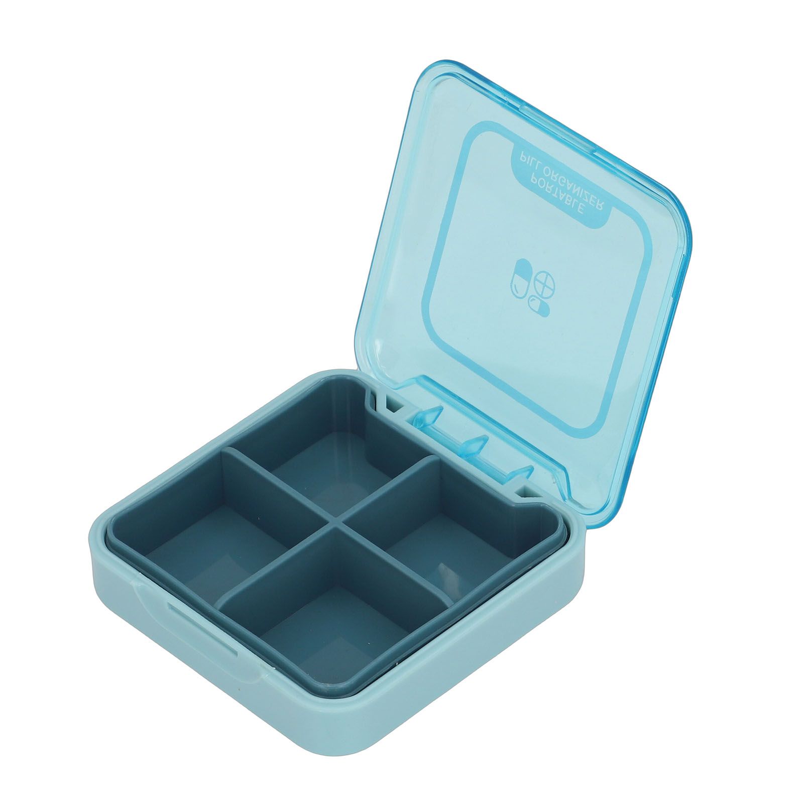 Portable Medicine Box Organizer Small Storage Case for Travel Blue view 4