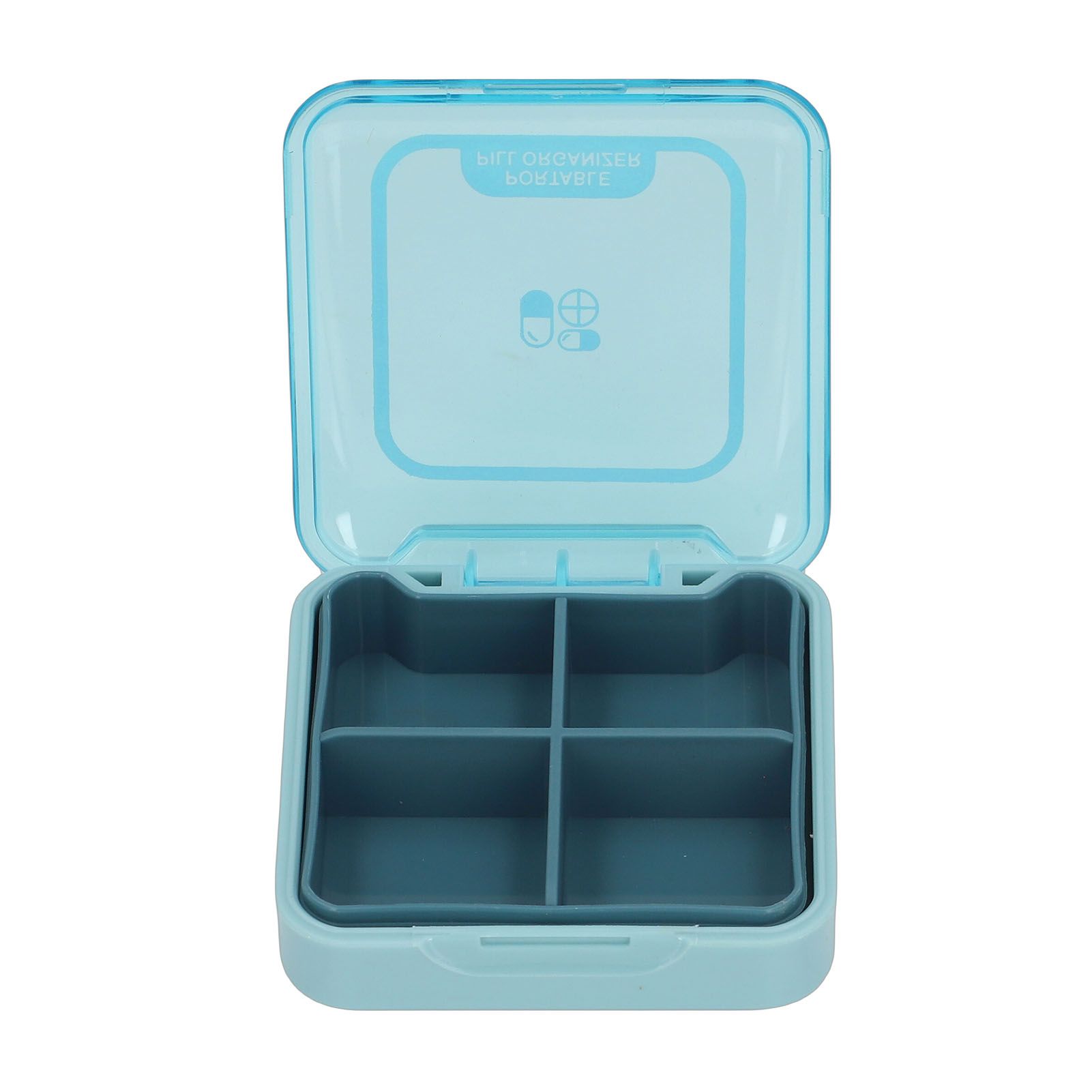 Portable Medicine Box Organizer Small Storage Case for Travel Blue view 5