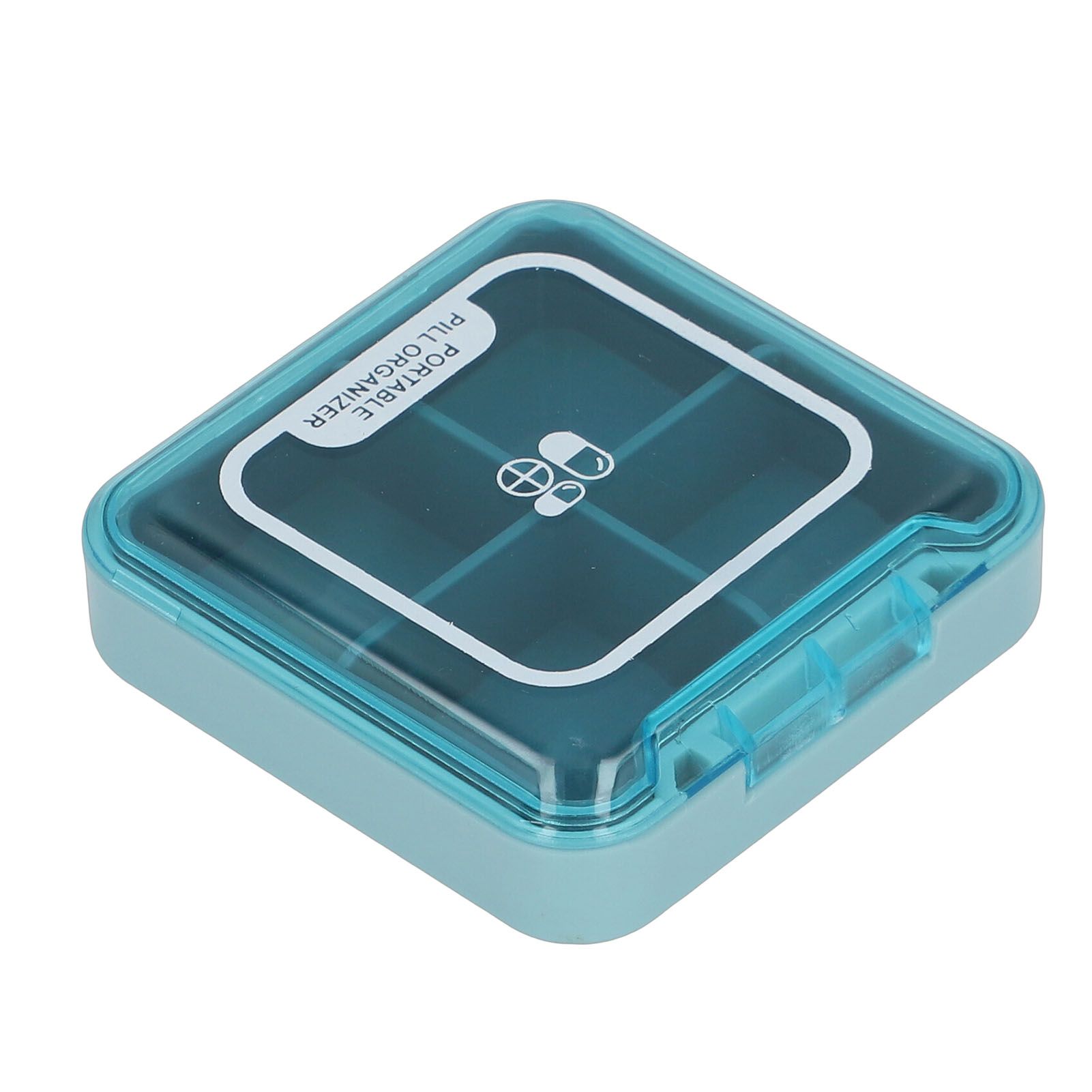 Portable Medicine Box Organizer Small Storage Case for Travel Blue view 6