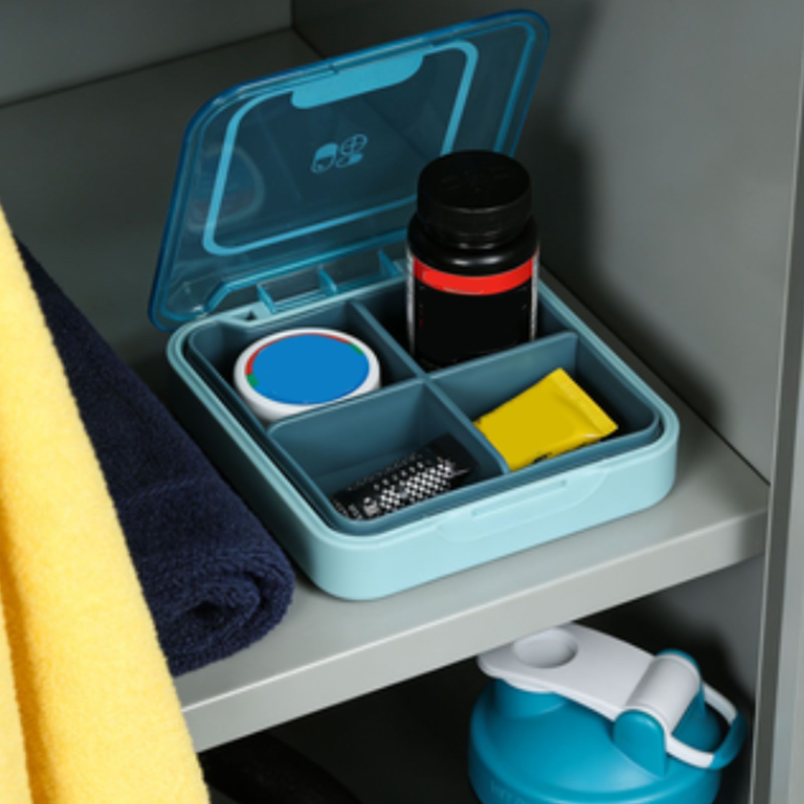 Portable Medicine Box Organizer Small Storage Case for Travel Blue view 11