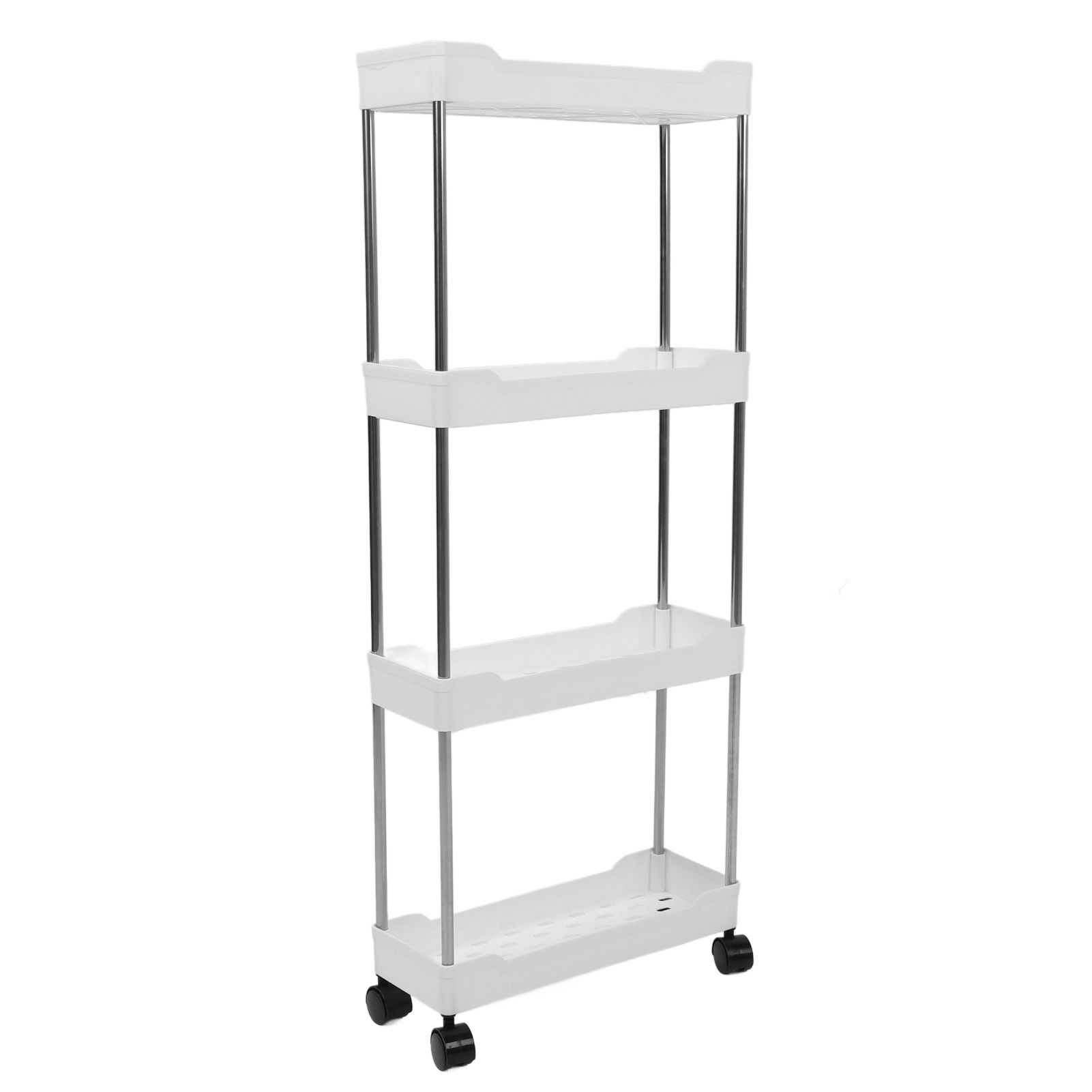 Slim Rolling Storage Cart 4 Tier Bathroom Organizer Mobile Shelving Unit — image 1