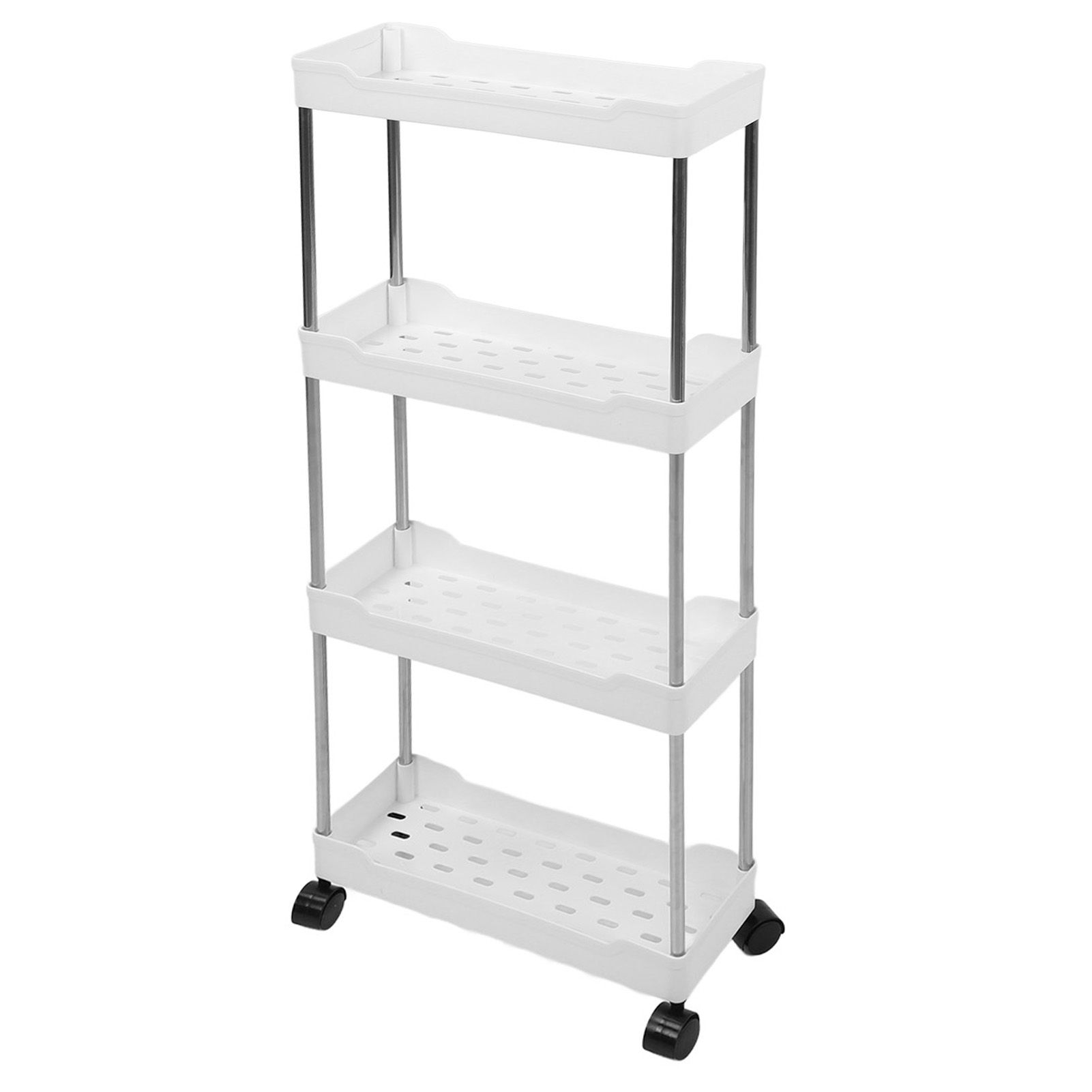Slim Rolling Storage Cart 4 Tier Bathroom Organizer Mobile Shelving Unit view 4