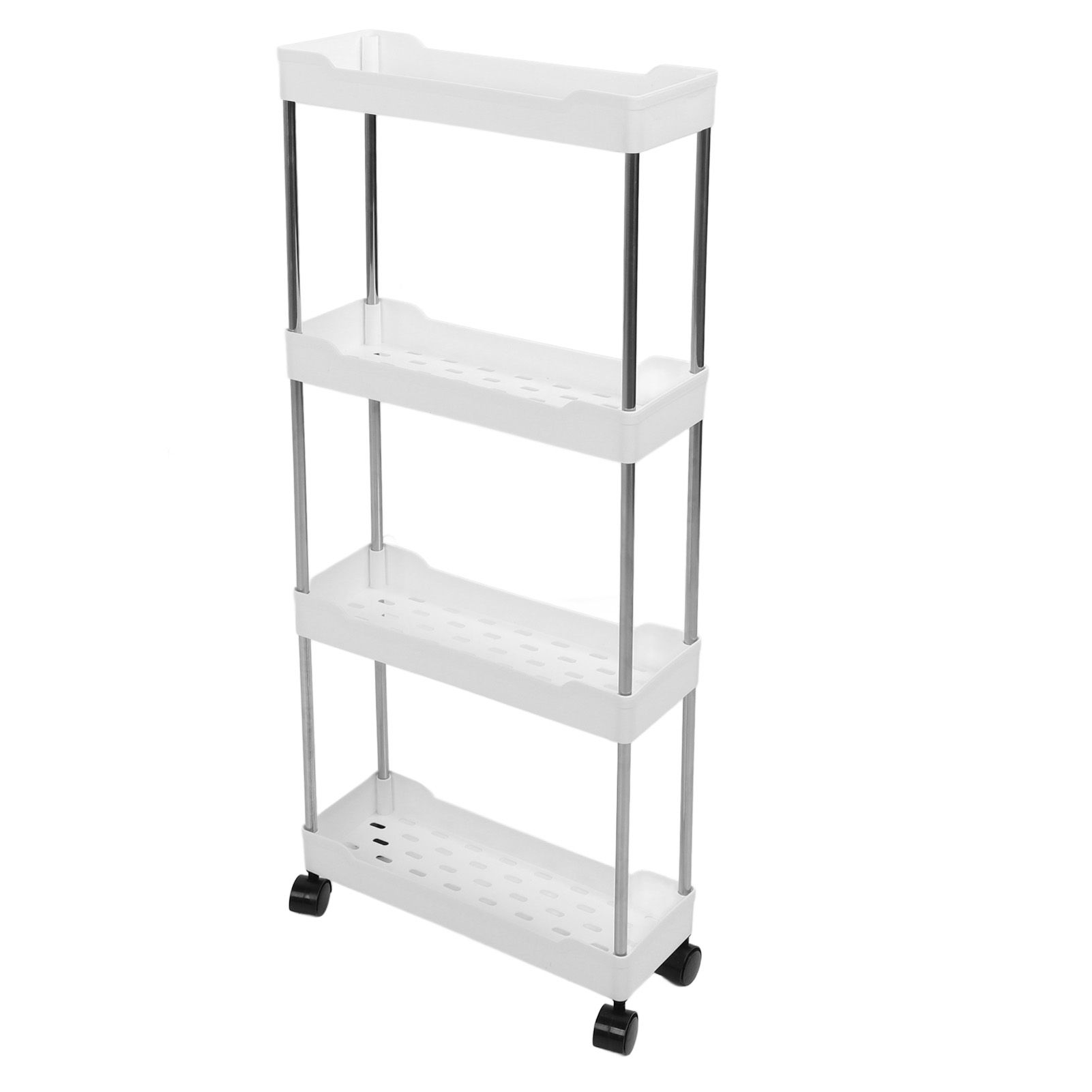 Slim Rolling Storage Cart 4 Tier Bathroom Organizer Mobile Shelving Unit view 6