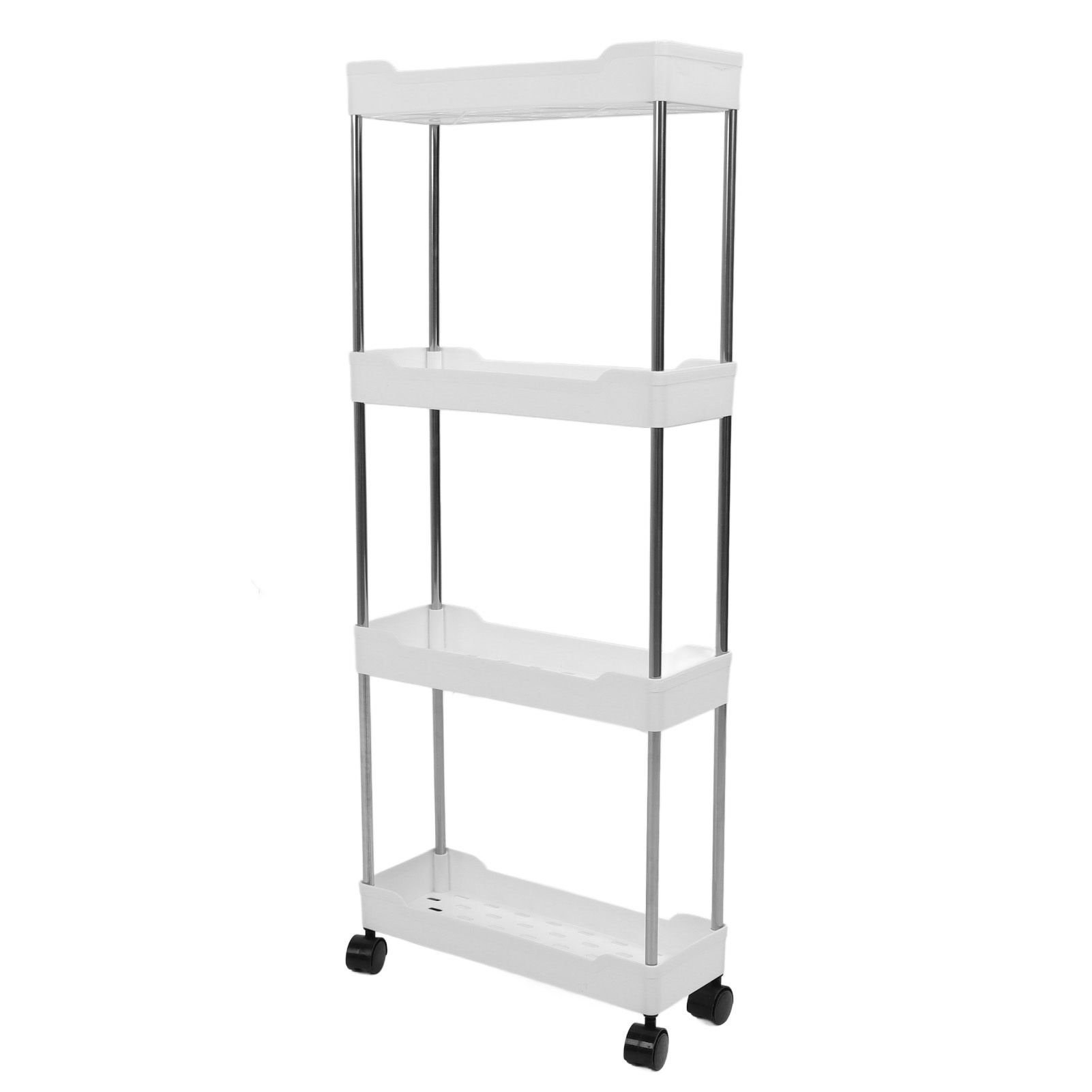 Slim Rolling Storage Cart 4 Tier Bathroom Organizer Mobile Shelving Unit view 8