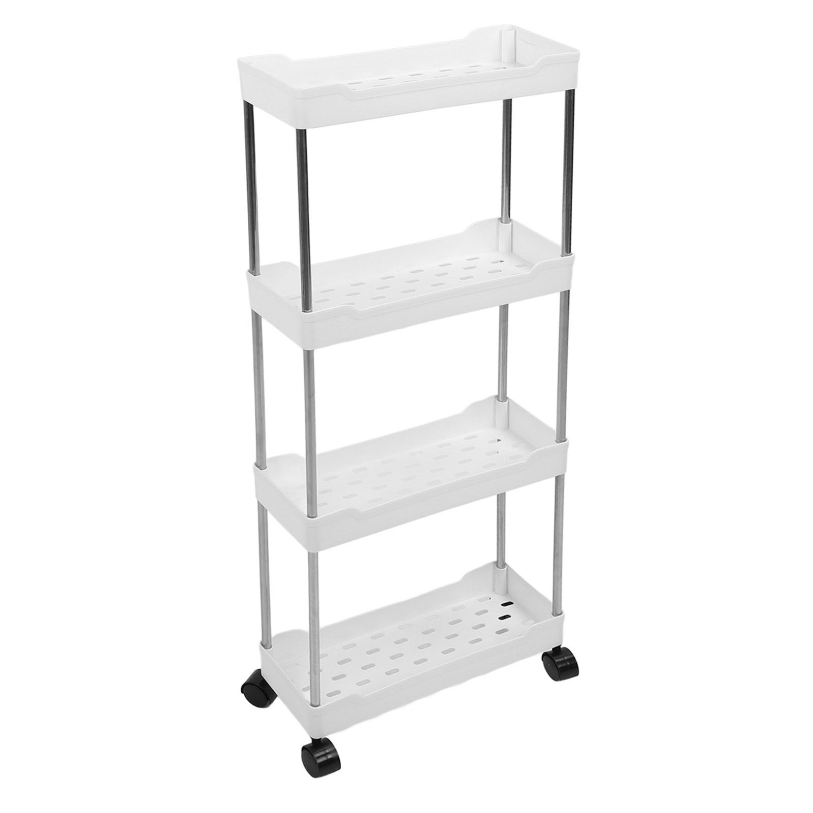 Slim Rolling Storage Cart 4 Tier Bathroom Organizer Mobile Shelving Unit view 10