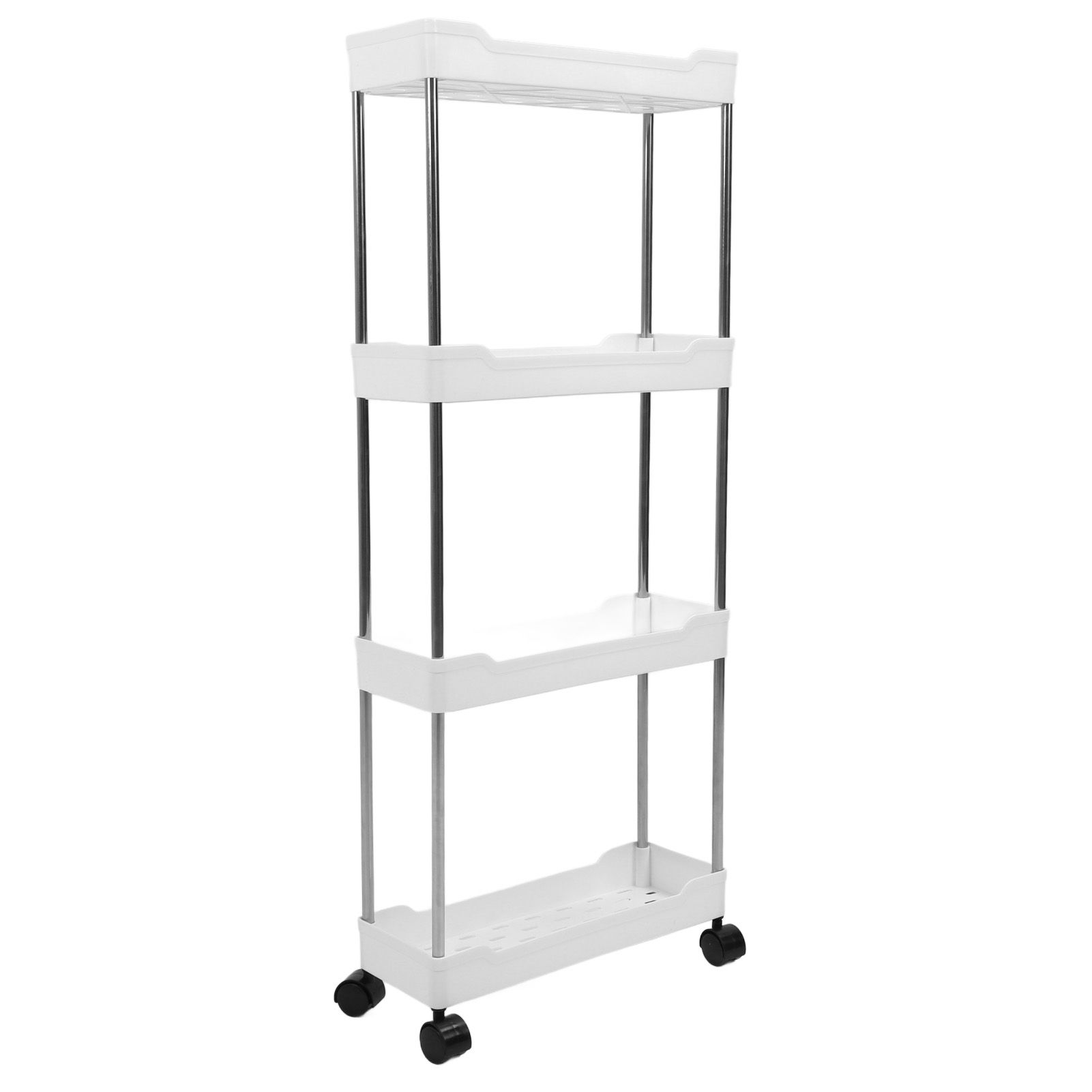 Slim Rolling Storage Cart 4 Tier Bathroom Organizer Mobile Shelving Unit view 12