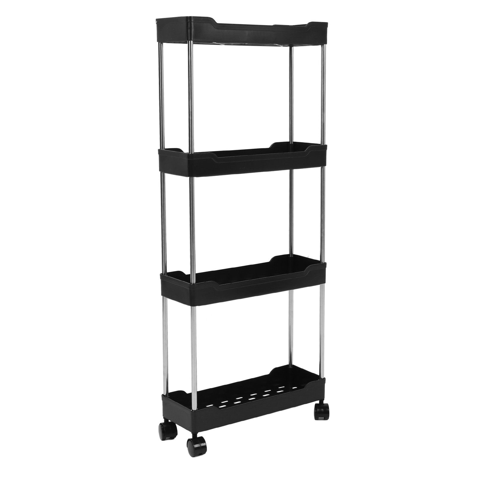 Slim Rolling Storage Cart 4 Tier Bathroom Organizer Mobile Shelving Unit view 4