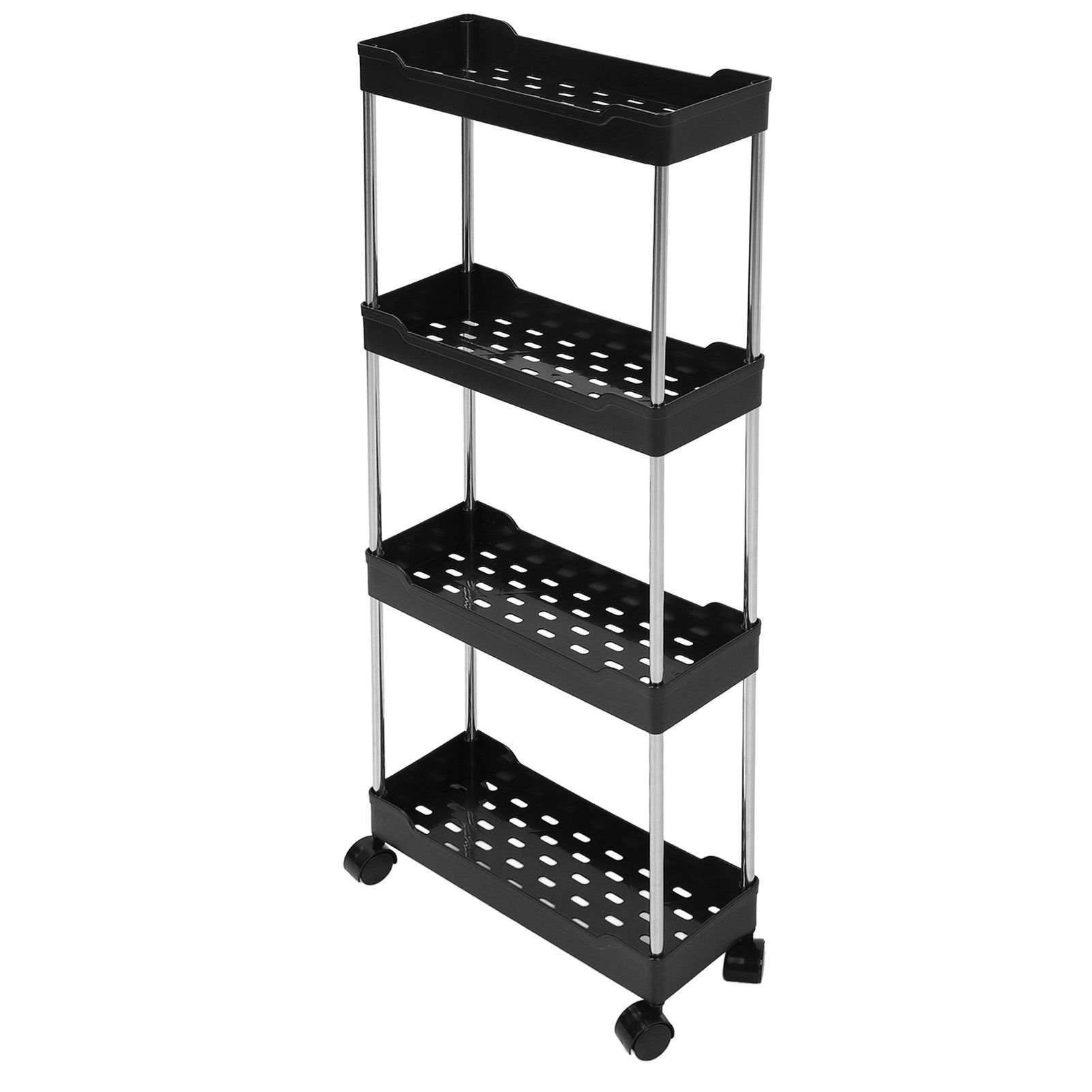 Slim Rolling Storage Cart 4 Tier Bathroom Organizer Mobile Shelving Unit view 6